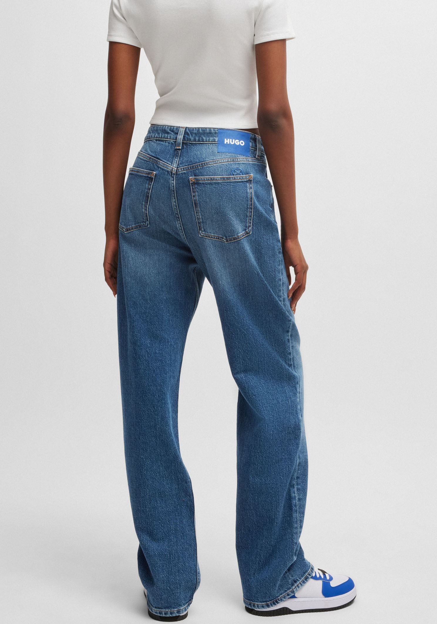 HUGO Blue Straight-Jeans »Elyah«, Straight Fit Jeans mit hoher Leibhöhe, Tall Länge 36