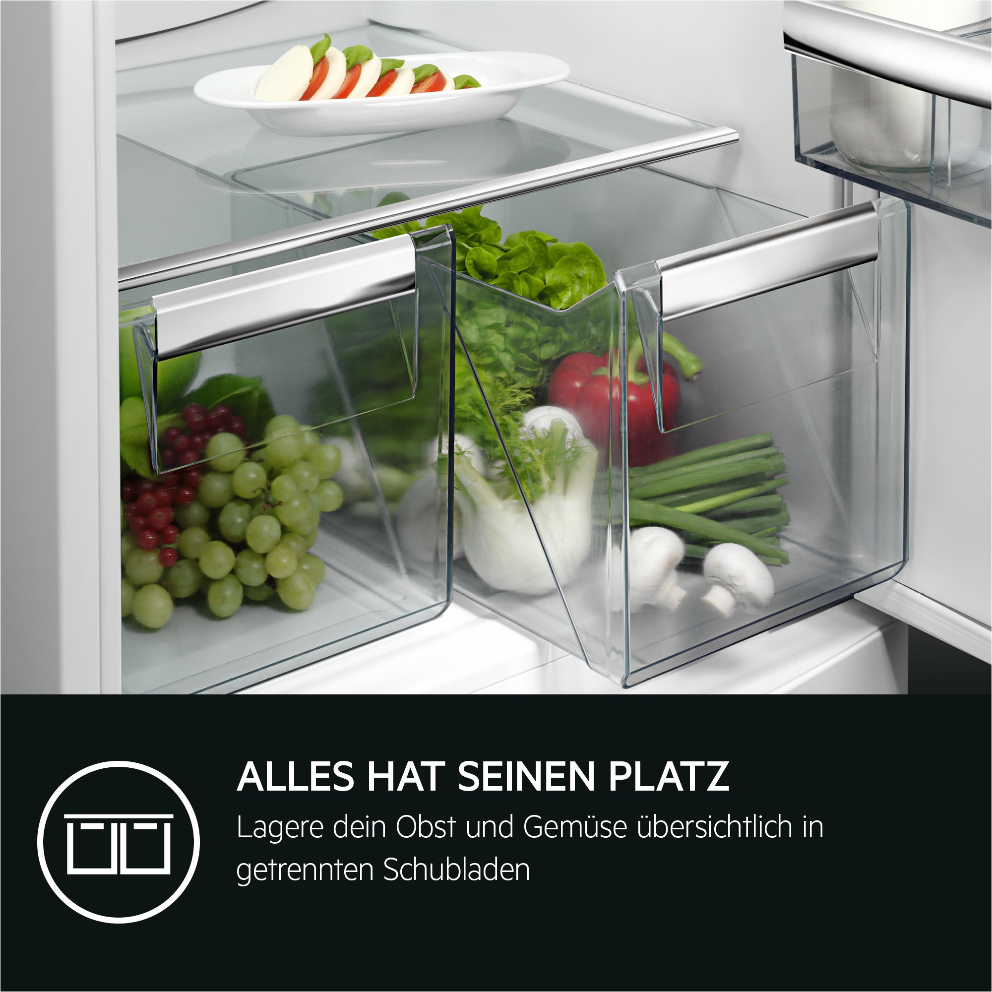 AEG Einbaukühlgefrierkombination Serie 5000 »OSC5S183ES« 177,2 cm hoch 54,6 cm breit 198 Liter, ColdSense - Schützt Lebensmittel, LED-Display, Schlepptür