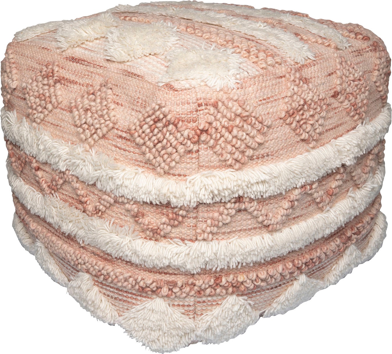 Kayoom Pouf "Bohist 225 50cm x 50cm, Strukturen mit Fransen und Quasten" 1 günstig online kaufen