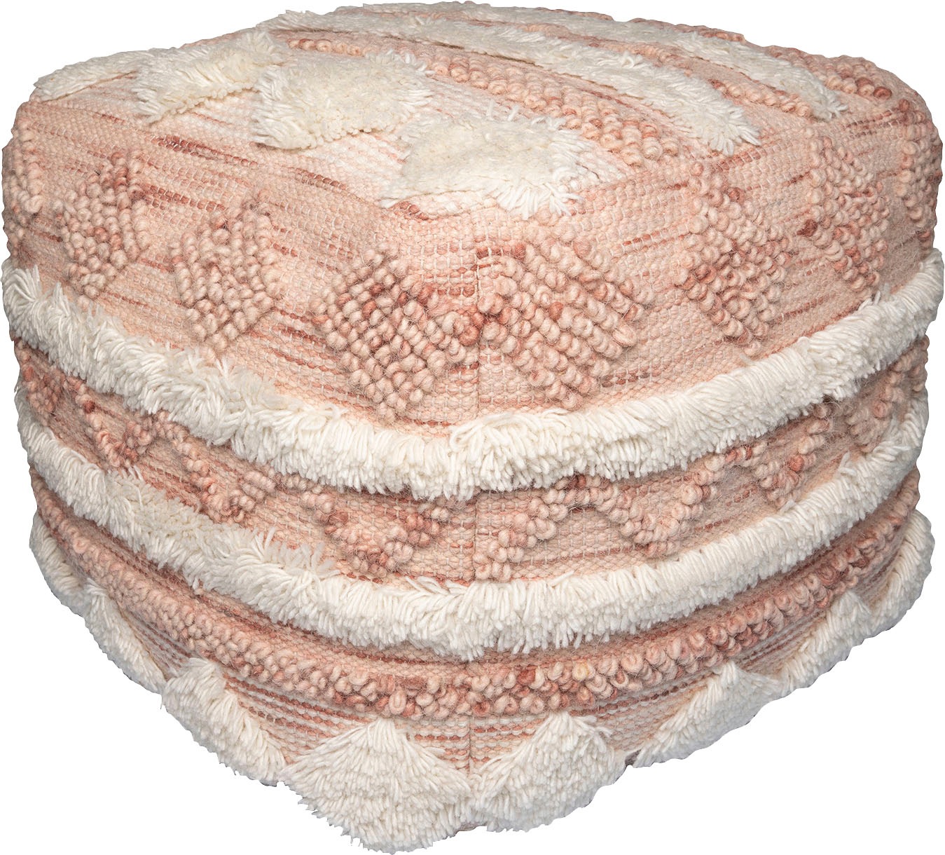 Kayoom Pouf "Bohist 225 50cm x 50cm, Strukturen mit Fransen und Quasten" 1 günstig online kaufen