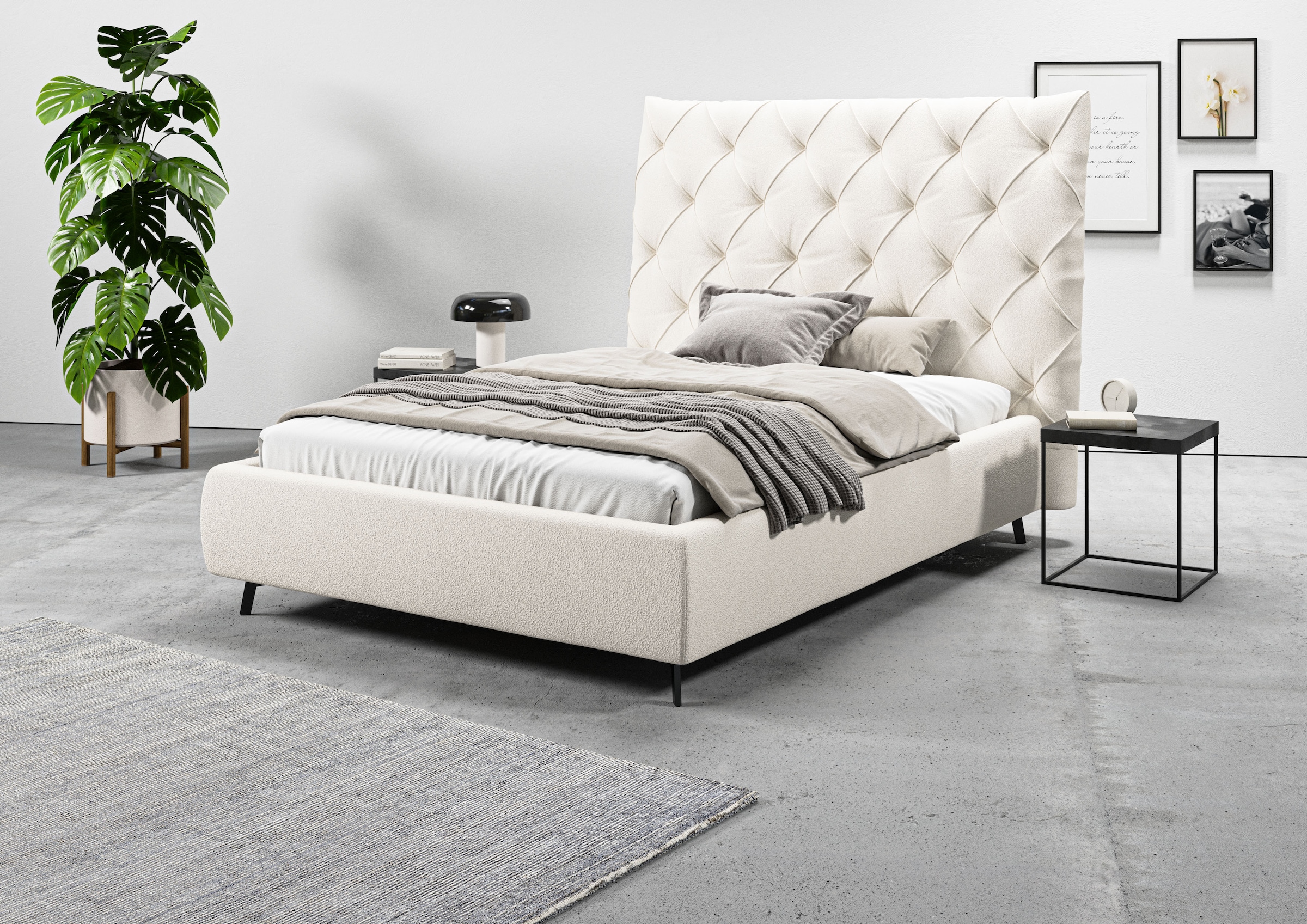 Leonique Polsterbett "Maxime, in 4 Breiten bis 200cm, auch in Leder" Kopfte günstig online kaufen