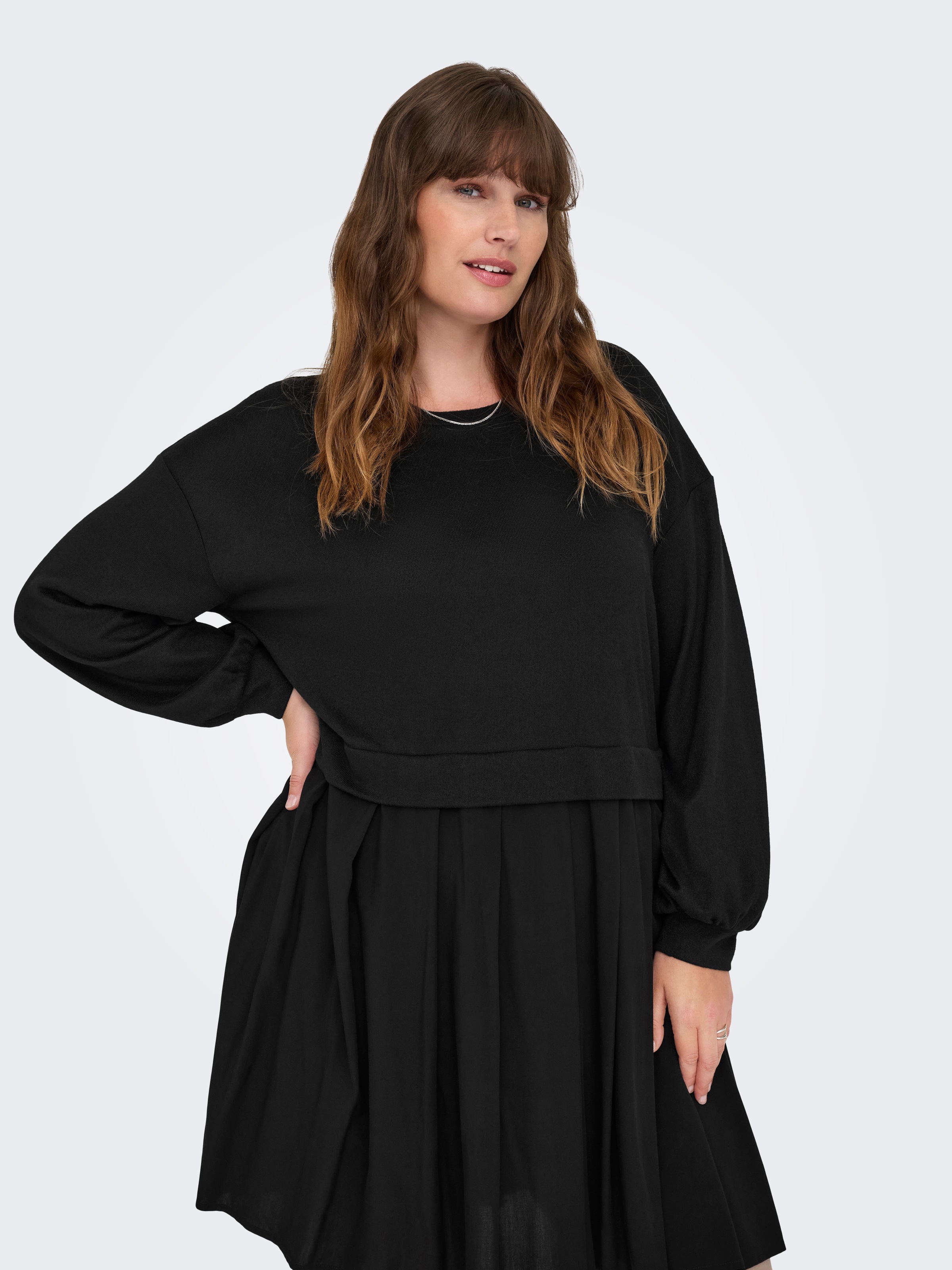 ONLY CARMAKOMA Jerseykleid "CARUMA ALBA L/S MIX KNEE DRESS JRS" Sommerkleid günstig online kaufen