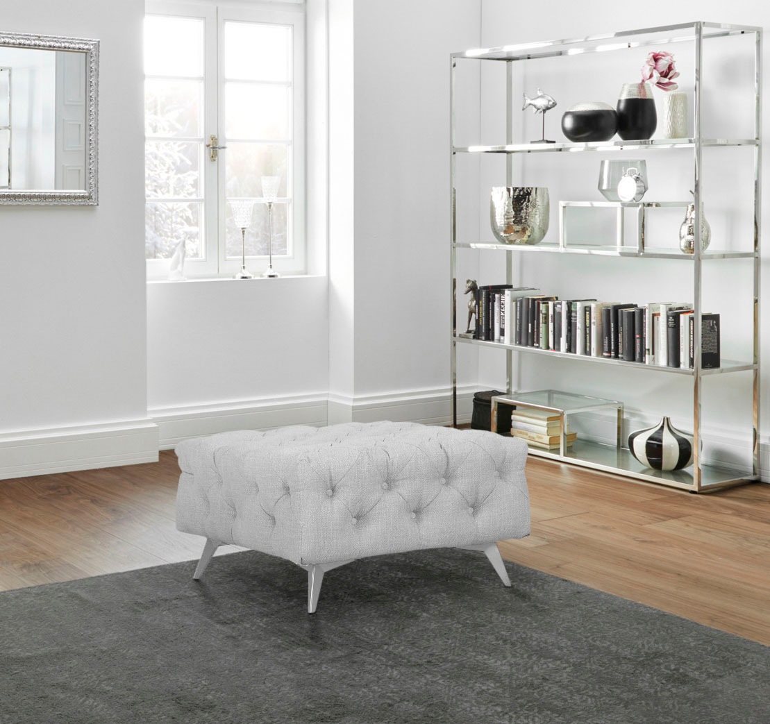 Leonique Polsterhocker »Glynis«, aufwändige Knopfheftung, moderne Chesterfield Optik, Fußfarbe wählbar