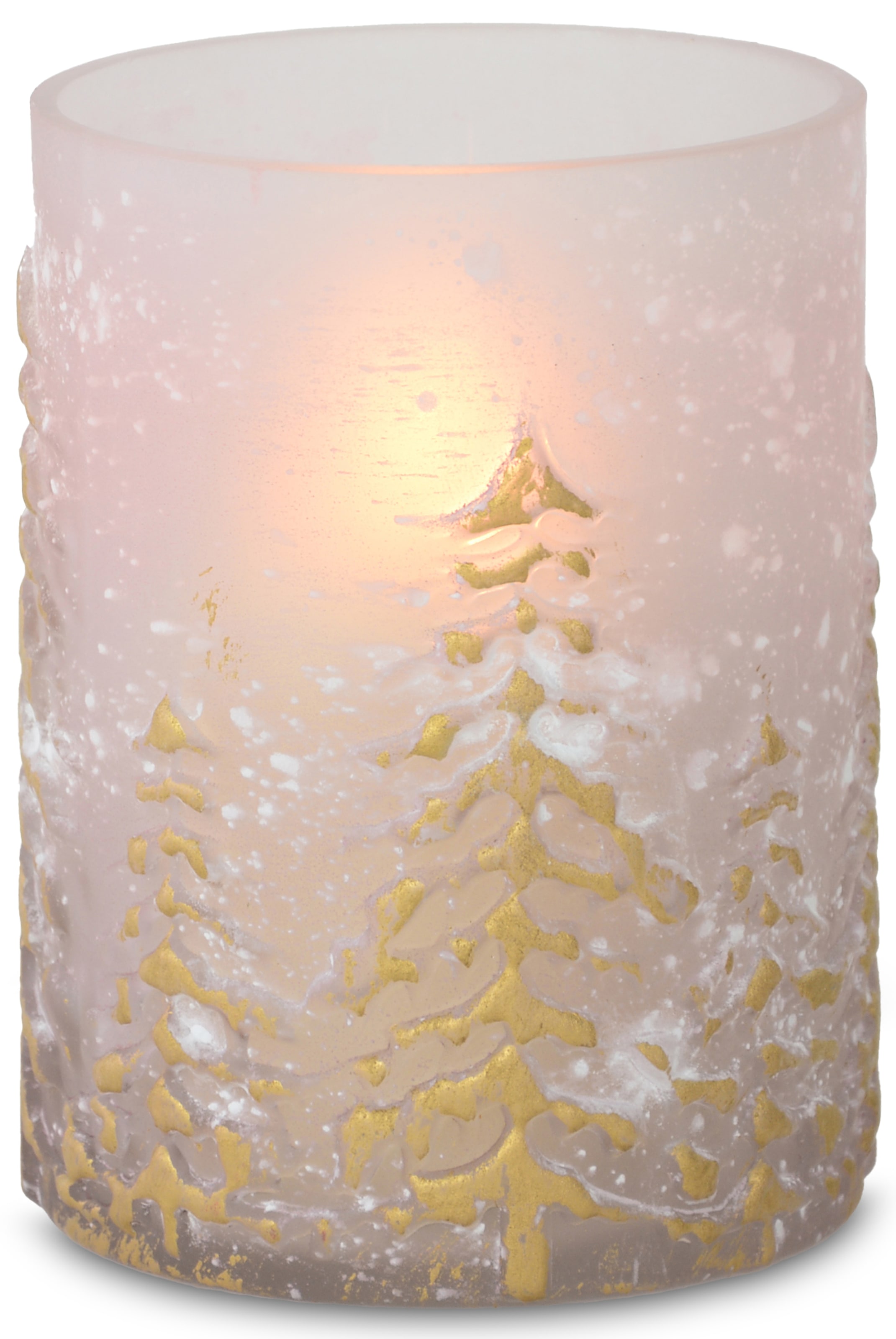 RIFFELMACHER & WEINBERGER Windlicht »mit dekorativen Baum-Motiv, Weihnachtsdeko«, (1 St.), Edle Strukturen im Glas, feiner Schimmer-Effekt, Kerzenleuchter