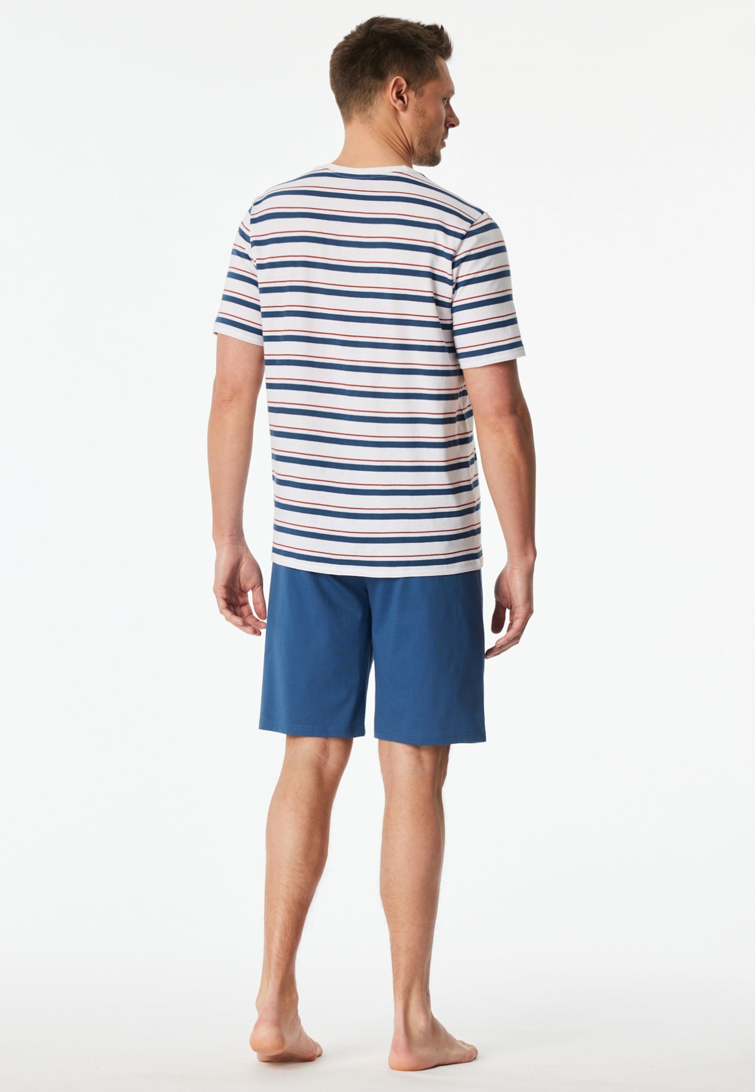 Schiesser Shorty »Casual Nightwear« 2 mit gestreiftem Oberteil, Rundhalsausschnitt und kurzen Ärmeln