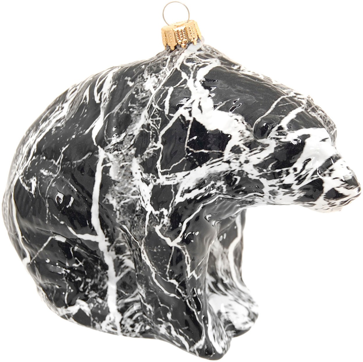 Krebs Glas Lauscha Christbaumschmuck "Glasornament "Eisbär in Marmoroptik", Höhe ca. 10 cm", (1 tlg.), Weihnachtsdeko, W