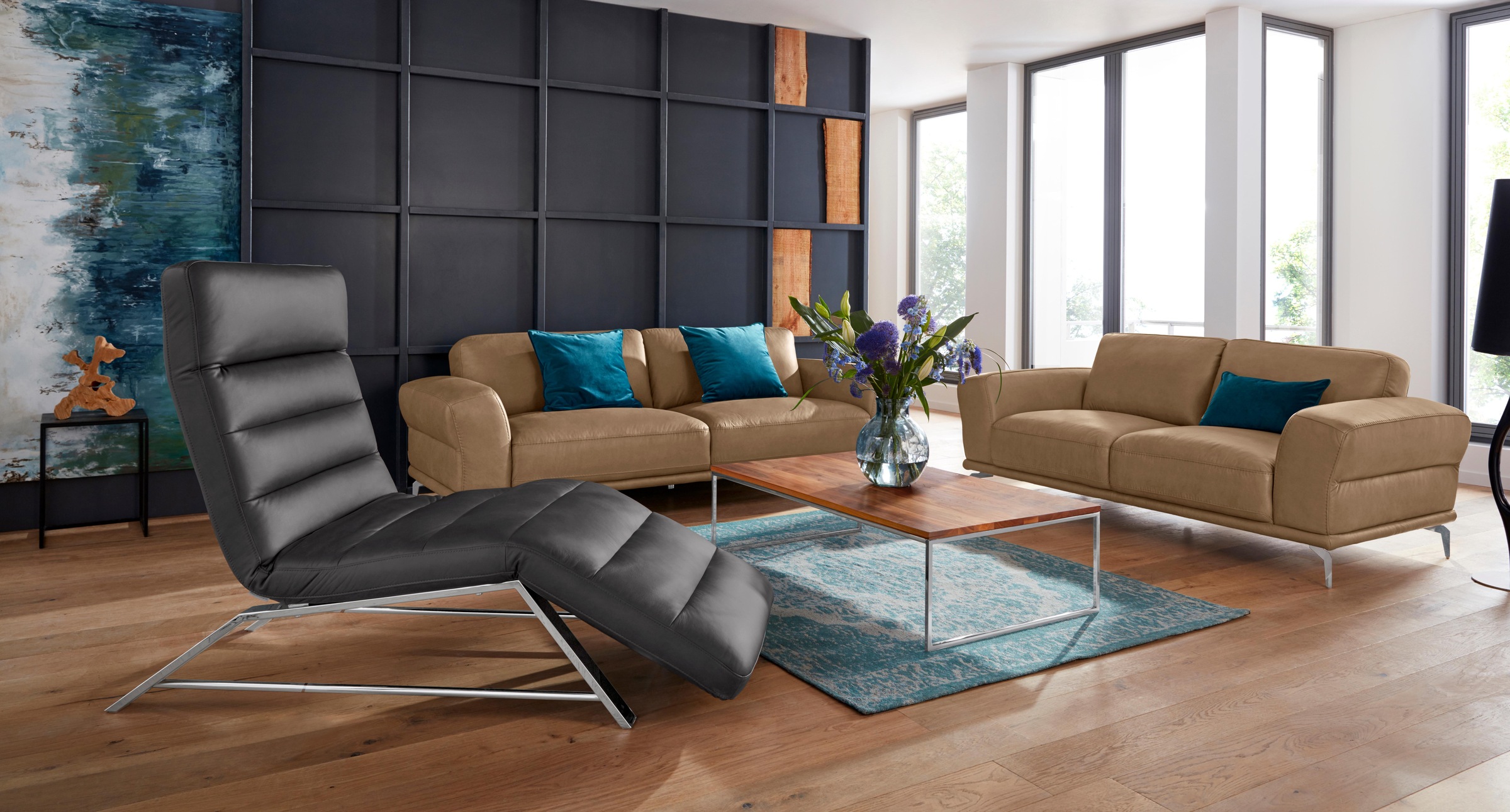 W.SCHILLIG 2-Sitzer »montanaa«, mit Metallfüßen in Chrom glänzend, Breite 192 cm