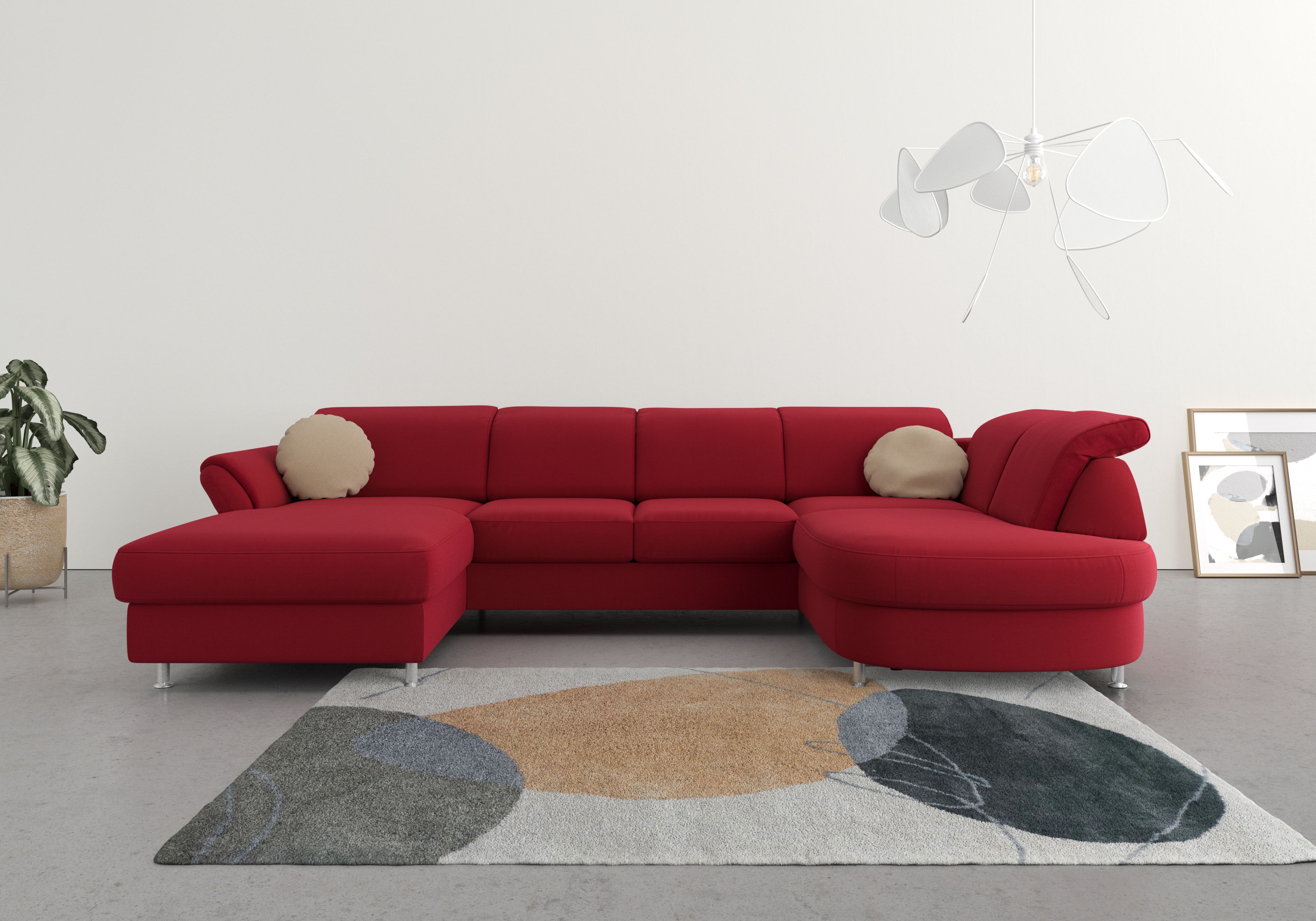 sit&more Wohnlandschaft "Apulia U-Form" wahlweise Schlaffunktion, Bettkasten und Kopf- und Armteilverstellung
