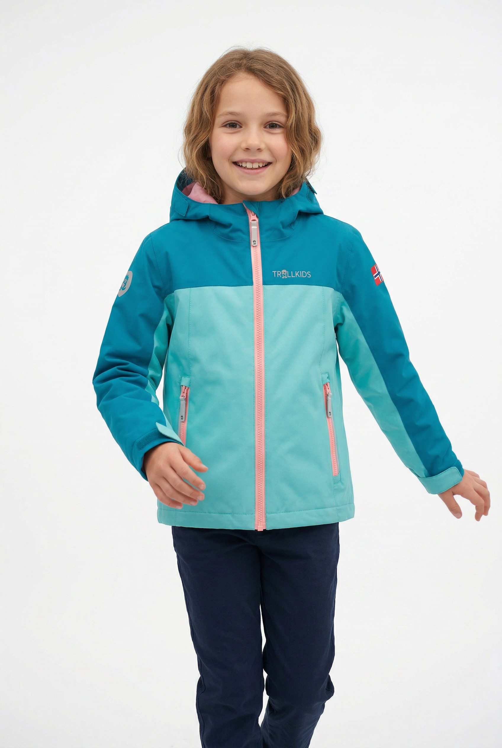 TROLLKIDS Regenjacke "Kids Telemark Jacket" mit angeschnittener, verstellbarer Kapuze, wasserdicht, winddicht