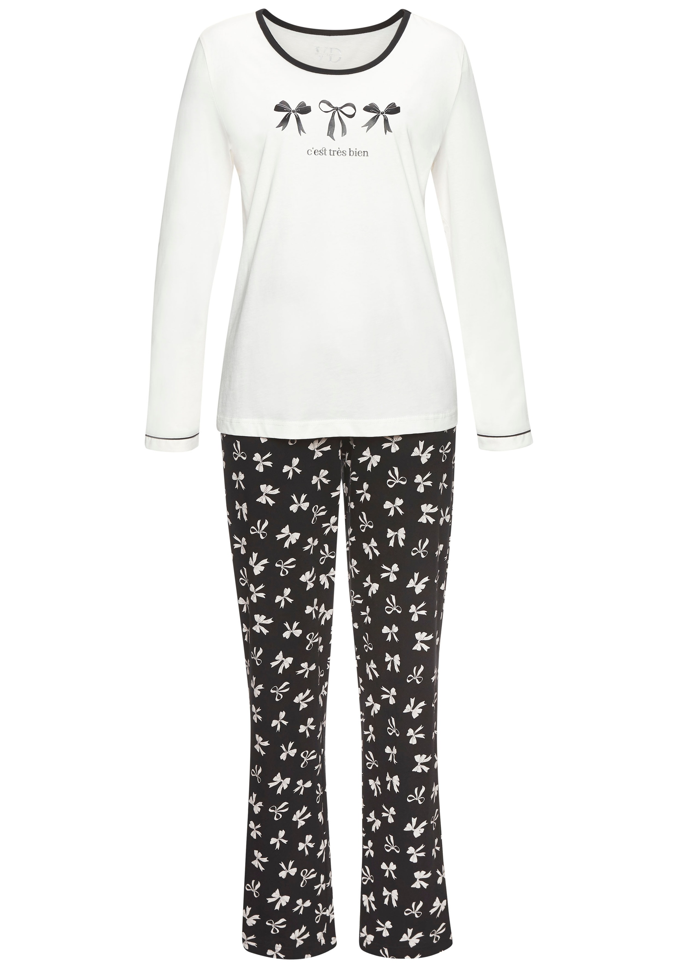 Vivance Dreams Pyjama Set, 2 Stk. tlg., Mit süßem Schleifenmuster günstig online kaufen
