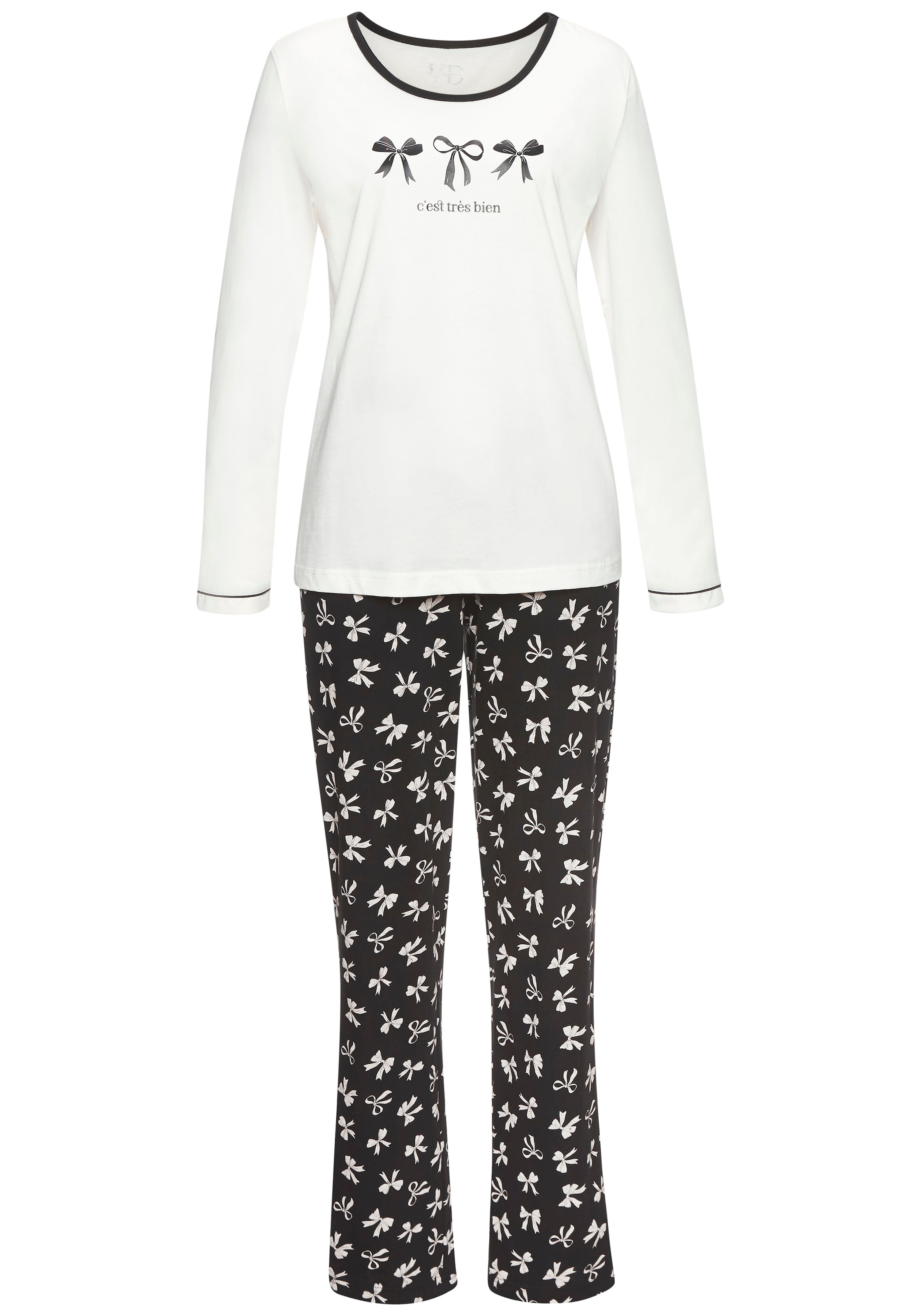Vivance Dreams Pyjama, (Set, 4 tlg.), Mit süßem Schleifenmuster günstig online kaufen