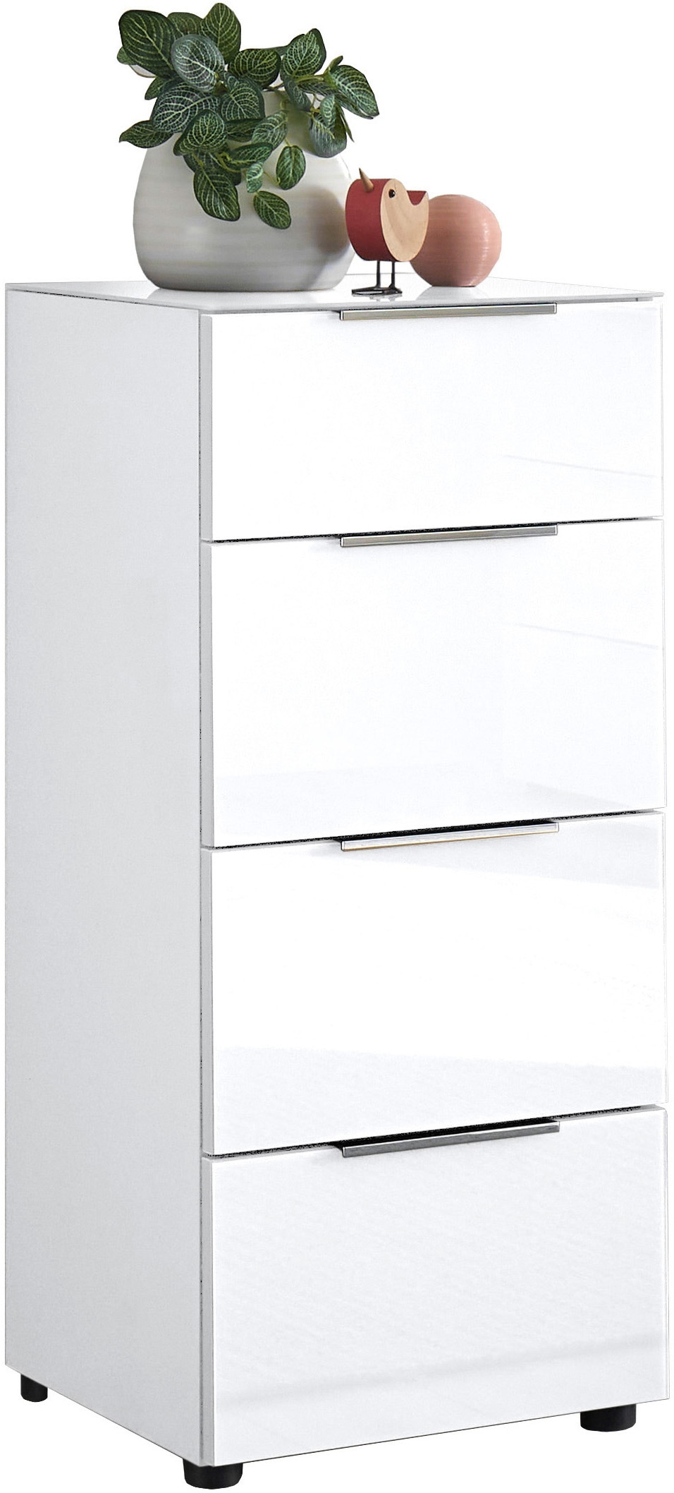 HBZ Kommode »Santorin Mehrzweckschrank mit Schubkästen, BxHxT 45x99x40 cm«, (1 St.), Mit 4 Schubkästen mit Softclose, Glasfront und Glasoberboden