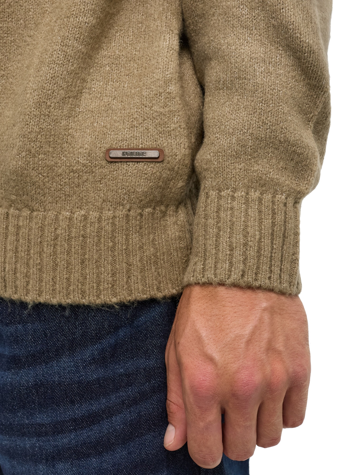 Indicode Strickpullover »INVestdale ½ placket« Materialmix, regular fit