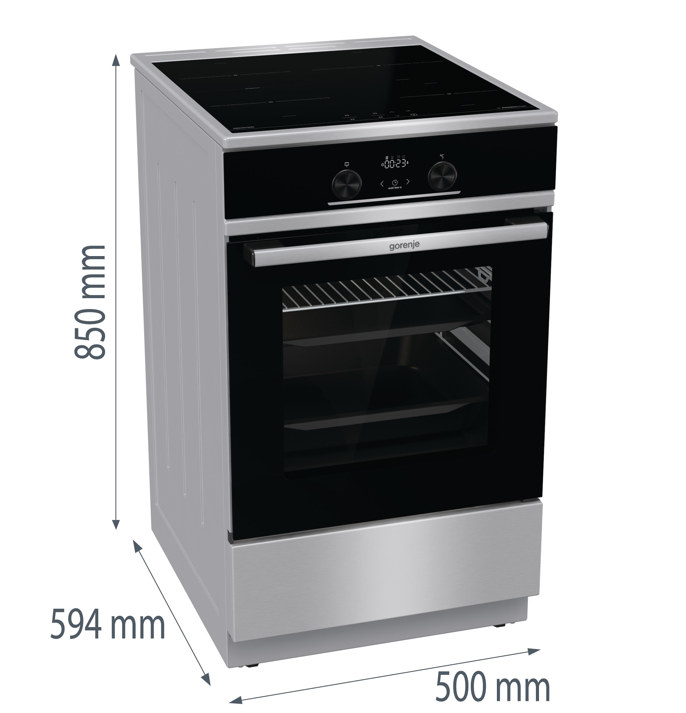 GORENJE Induktions-Standherd »GEITS5C70XPG« mit 1-fach-Teleskopauszug Aqua Clean 1 Stk. tlg. Pizzafunktion mit 275 °C – perfekt für Pizza, Focaccia und mehr!