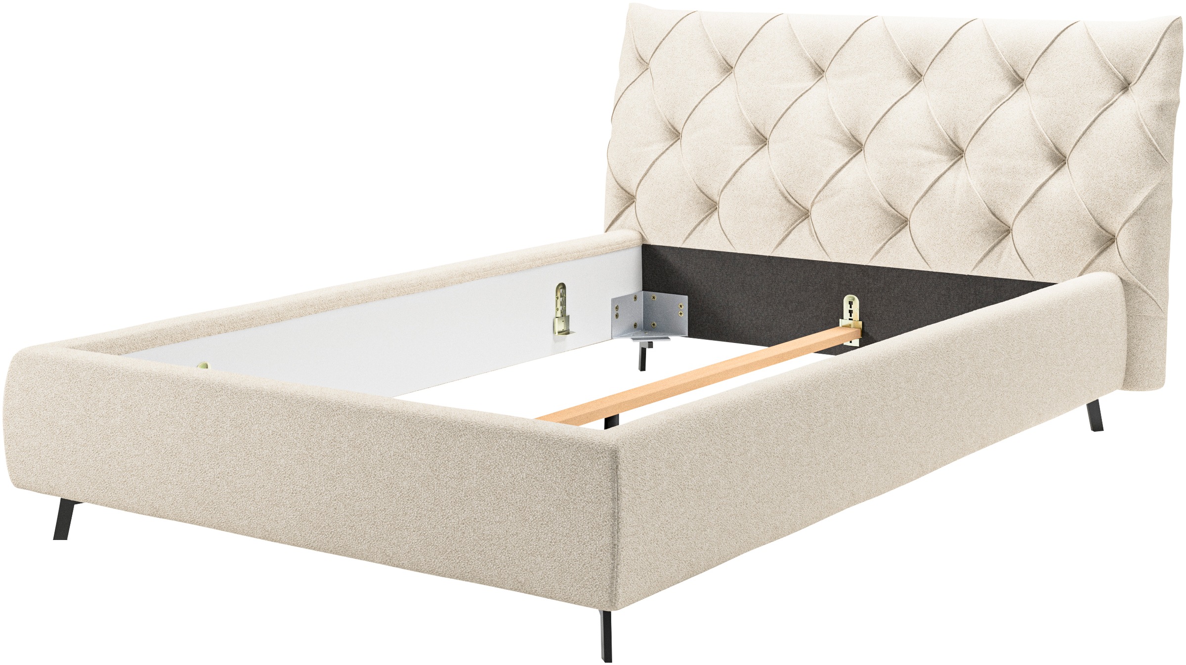 Lit tapissé Home Affaire Elloree Beige 140x220cm 3