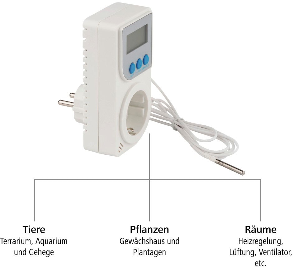 Xavax Raumthermostat »Steckdosen-Thermostat«, für Infrarotheizung, Klimagerät, Steckerthermostat mit Fühler