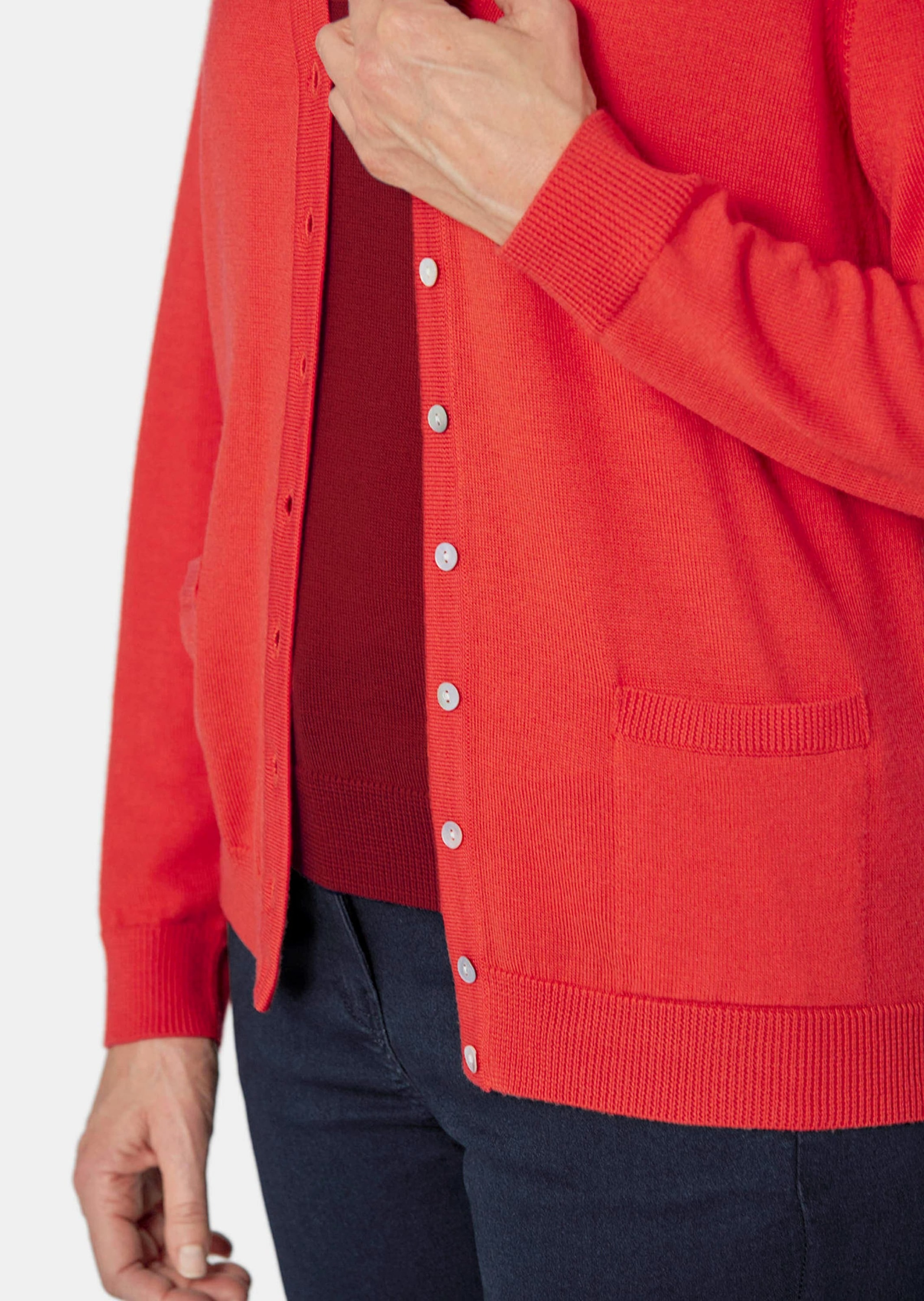 GOLDNER Strickjacke »Kurzgröße Uni Merino-Cardigan Langarm«