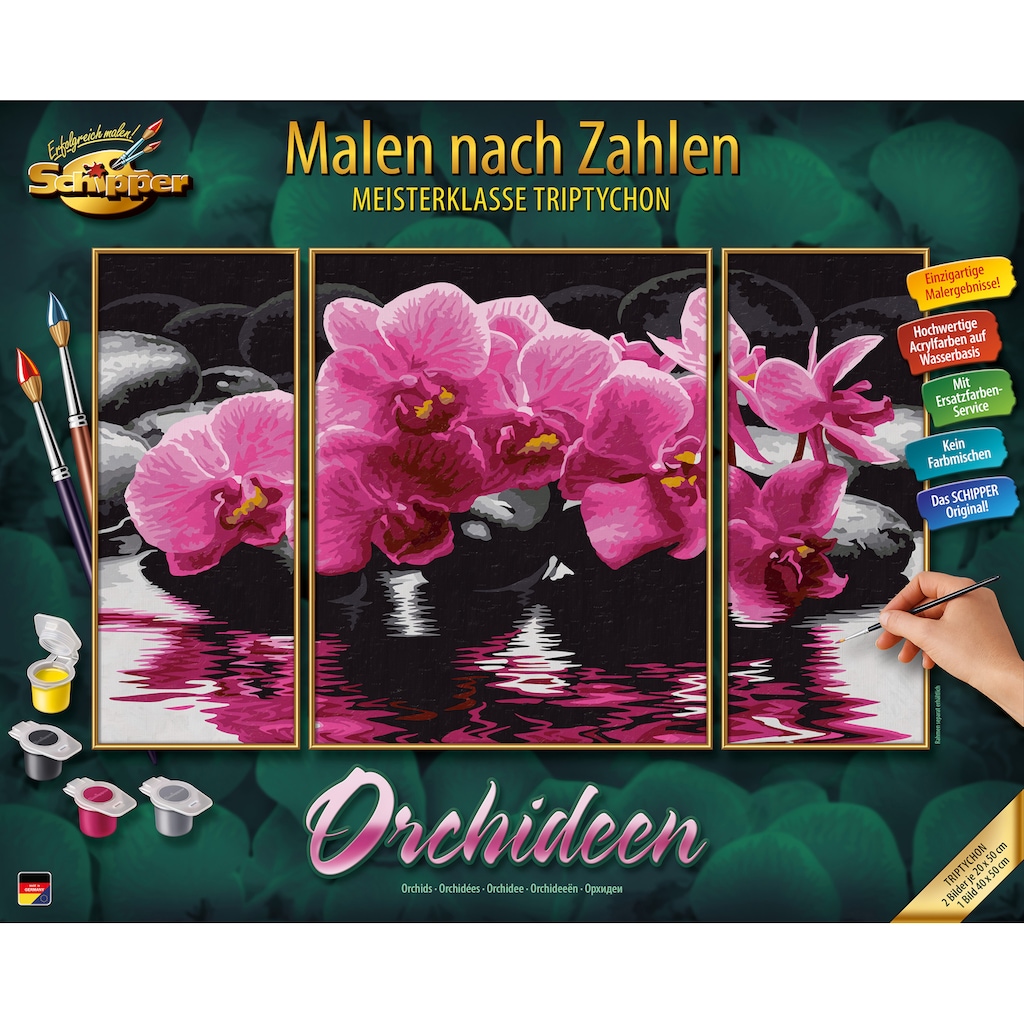 Schipper Malen nach Zahlen »Meisterklasse Triptychon - Orchideen«, Made in Germany