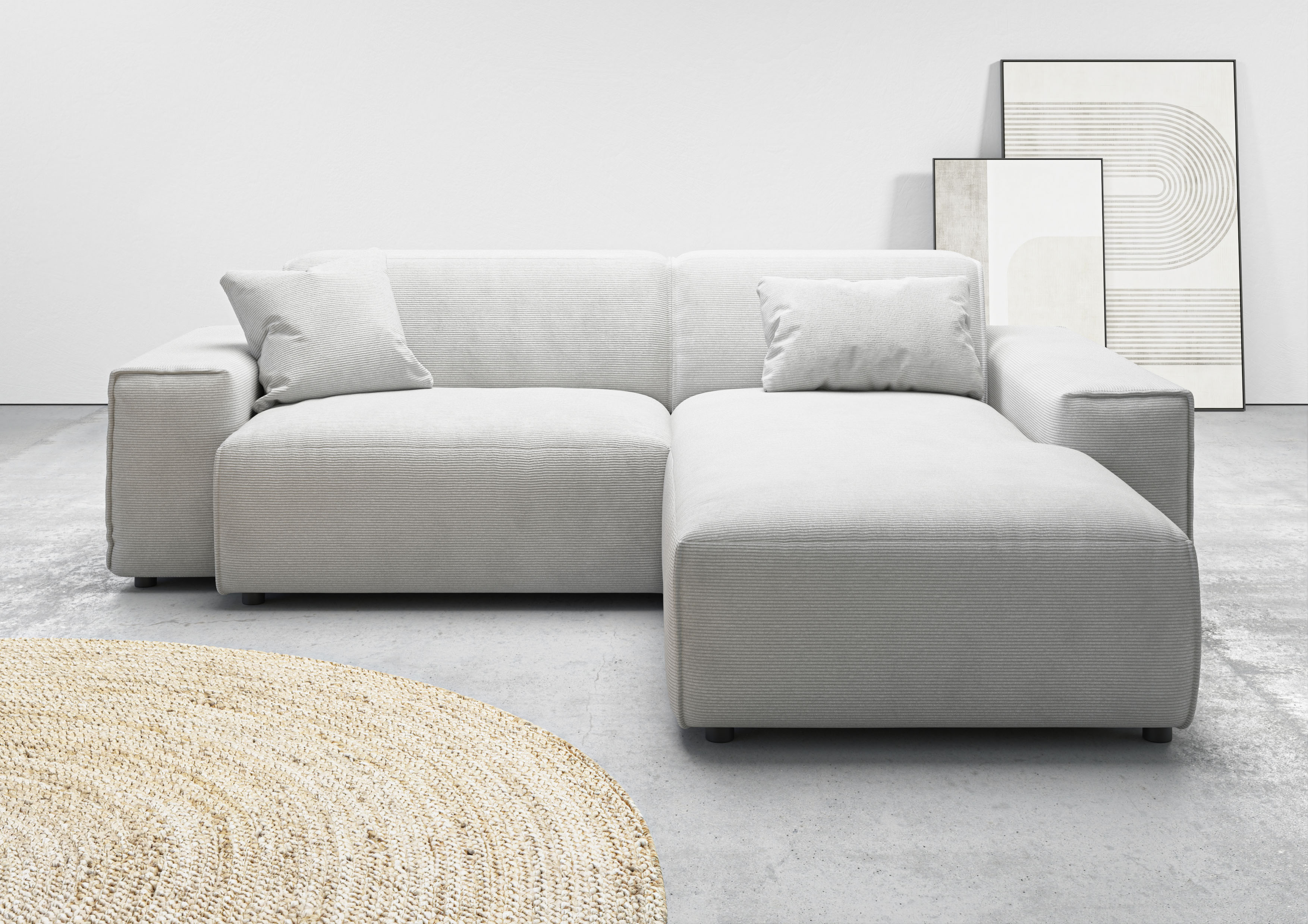 Home affaire Ecksofa "Glimminge L-Form auch in Breitcord, Feincord + Easy care-Bezug," Breite 234, Zierkissen