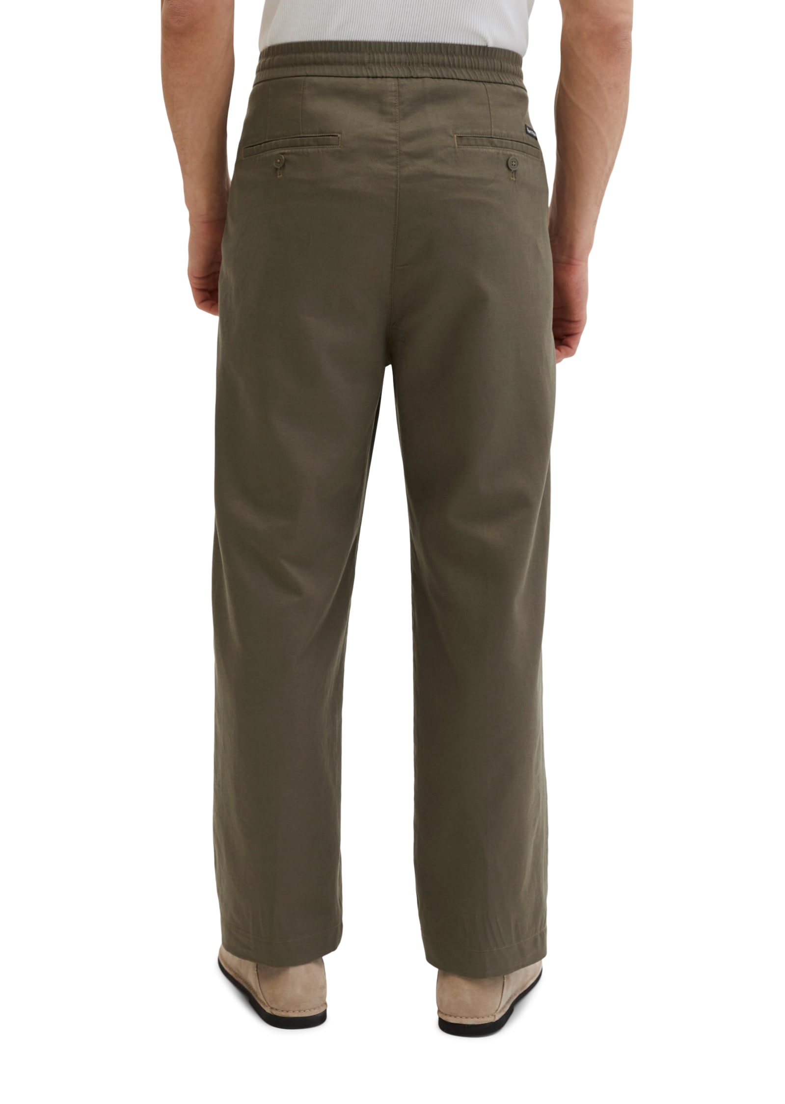 Marc OPolo Chinohose "DFB Travel Collection" Model Mossbo Jogger wide aus TENCEL™ Lyocell -Leinen-Mix