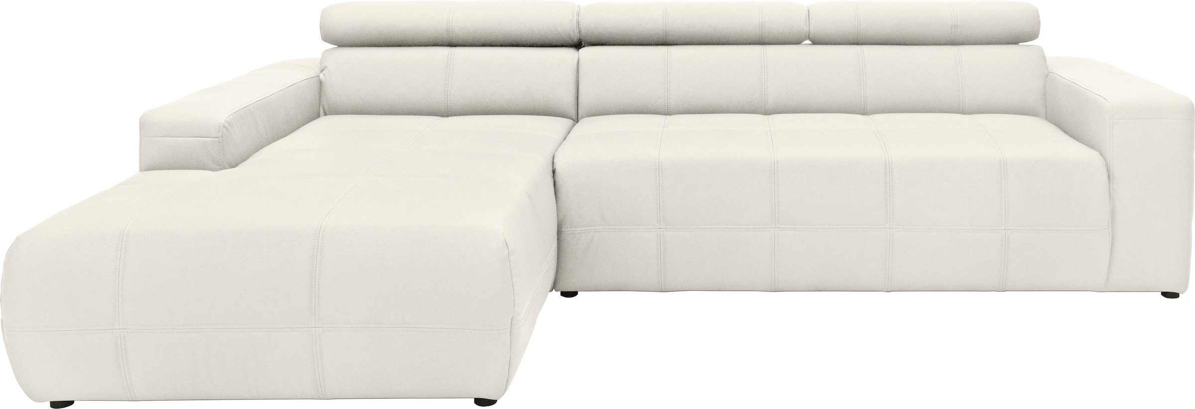 DOMO collection Ecksofa "BRANDON 289x177x80 cm, whlw. mit Sitztiefenverstellung, L-Form" mit Kopfteilverstellung, wahlweise Sitztiefenverstellung, L-Form