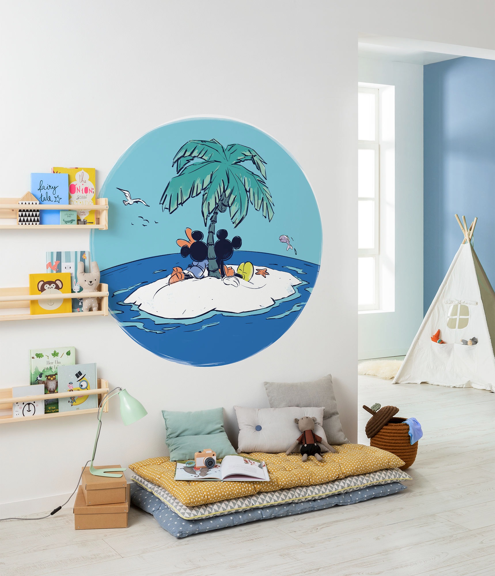KOMAR Fototapete "Mickey and Minnie Beach Vacation", B/L: 125m, Rollen: 1blau, Schlafzimmer, Tapeten