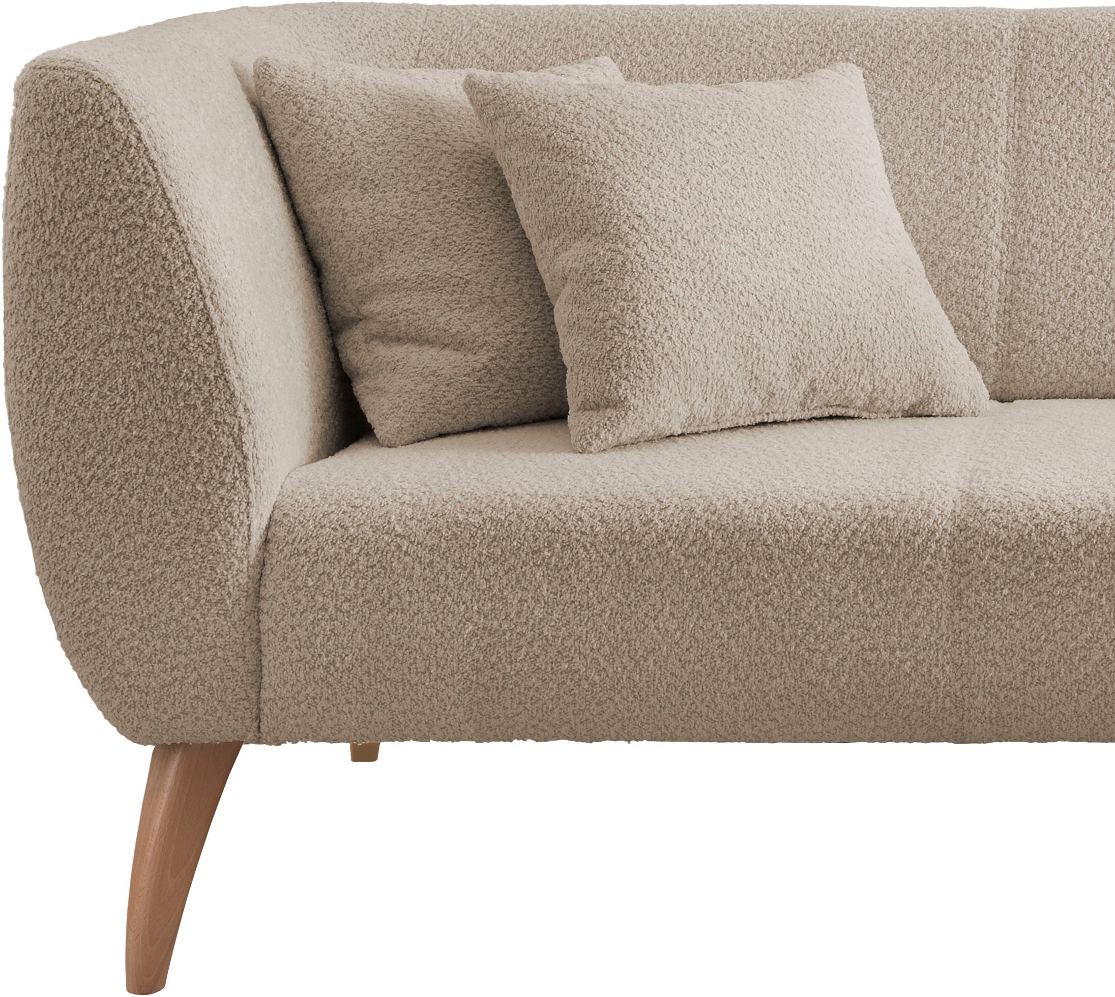 INOSIGN Ecksofa »Colori L-Form«, Holzfußfarbe wählbar, inkl. 4x Zierkissen