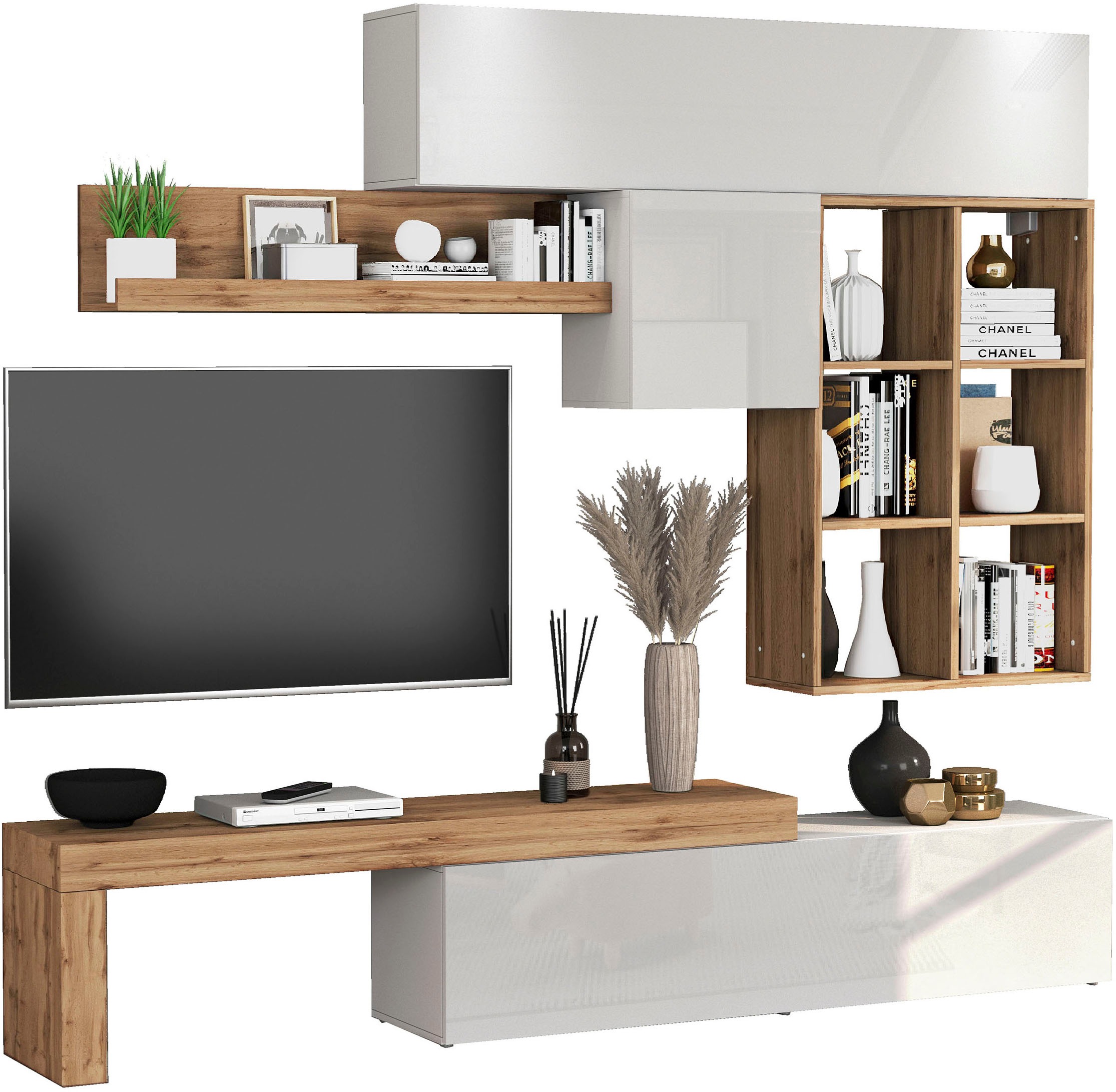 INOSIGN Wohnwand "Chronos Wohnwand, Medienwand, 5-er set" Set, 5 Stk. tlg. günstig online kaufen