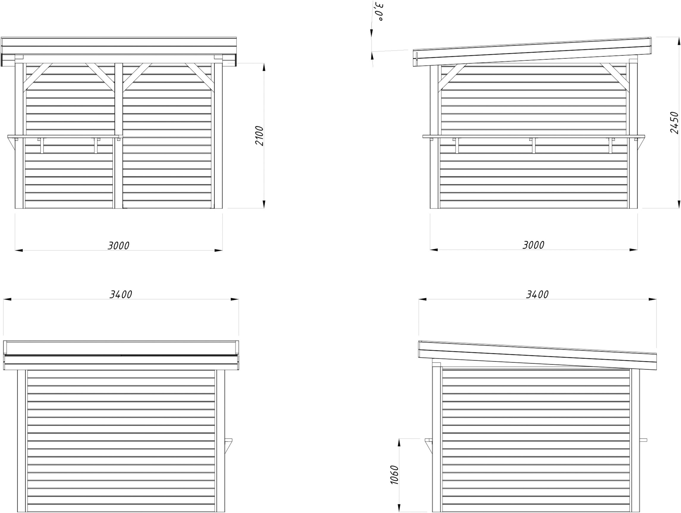 Palmako Holzpavillon »Lenna 8,3 m² Set 303« BxTxH: 340x340x245 cm