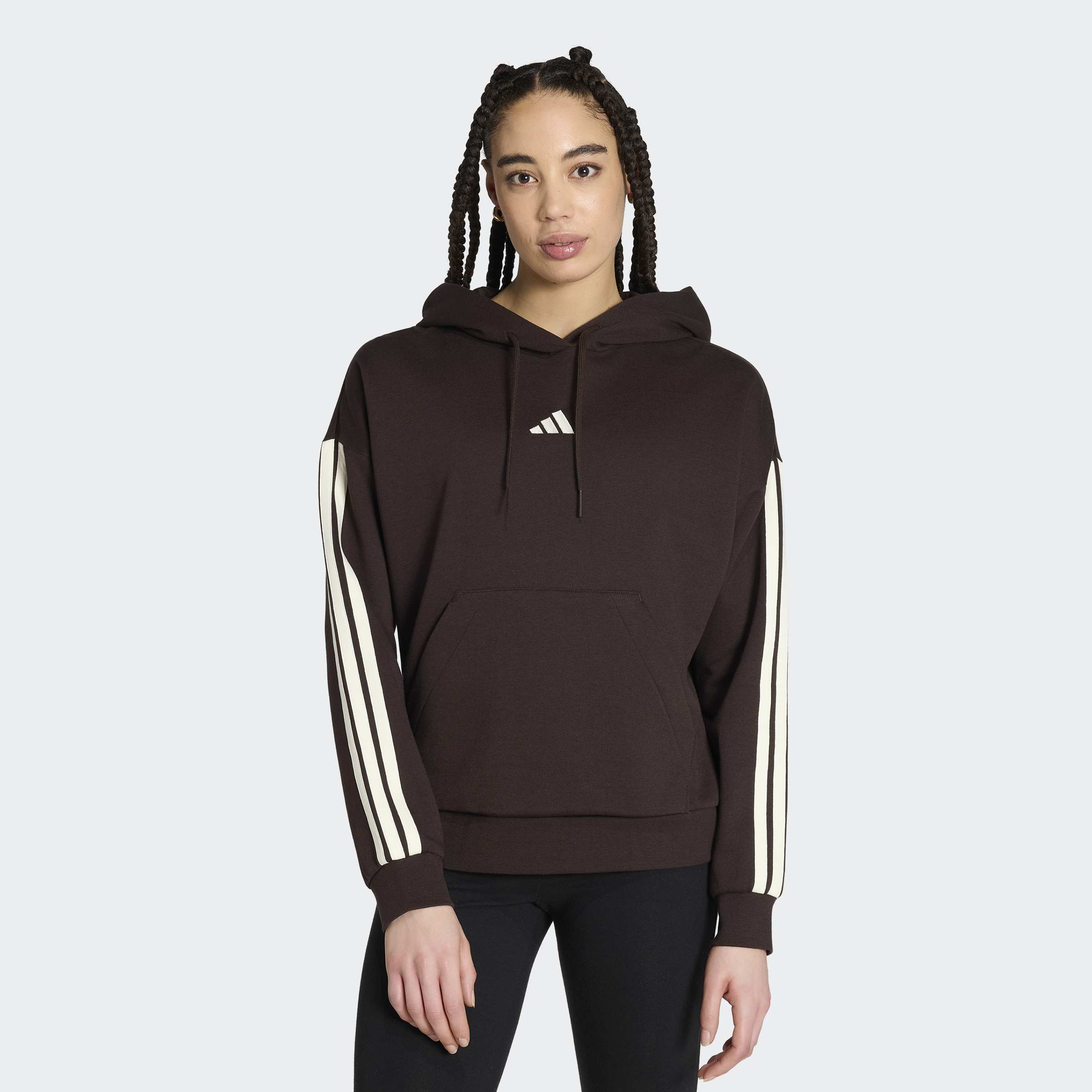 adidas Sportswear 1100000002199 "ESSENTIALS 3-STREIFEN FLEECE-HOODIE", mit Kapuze, aus superweichem Fleece, in normaler Länge