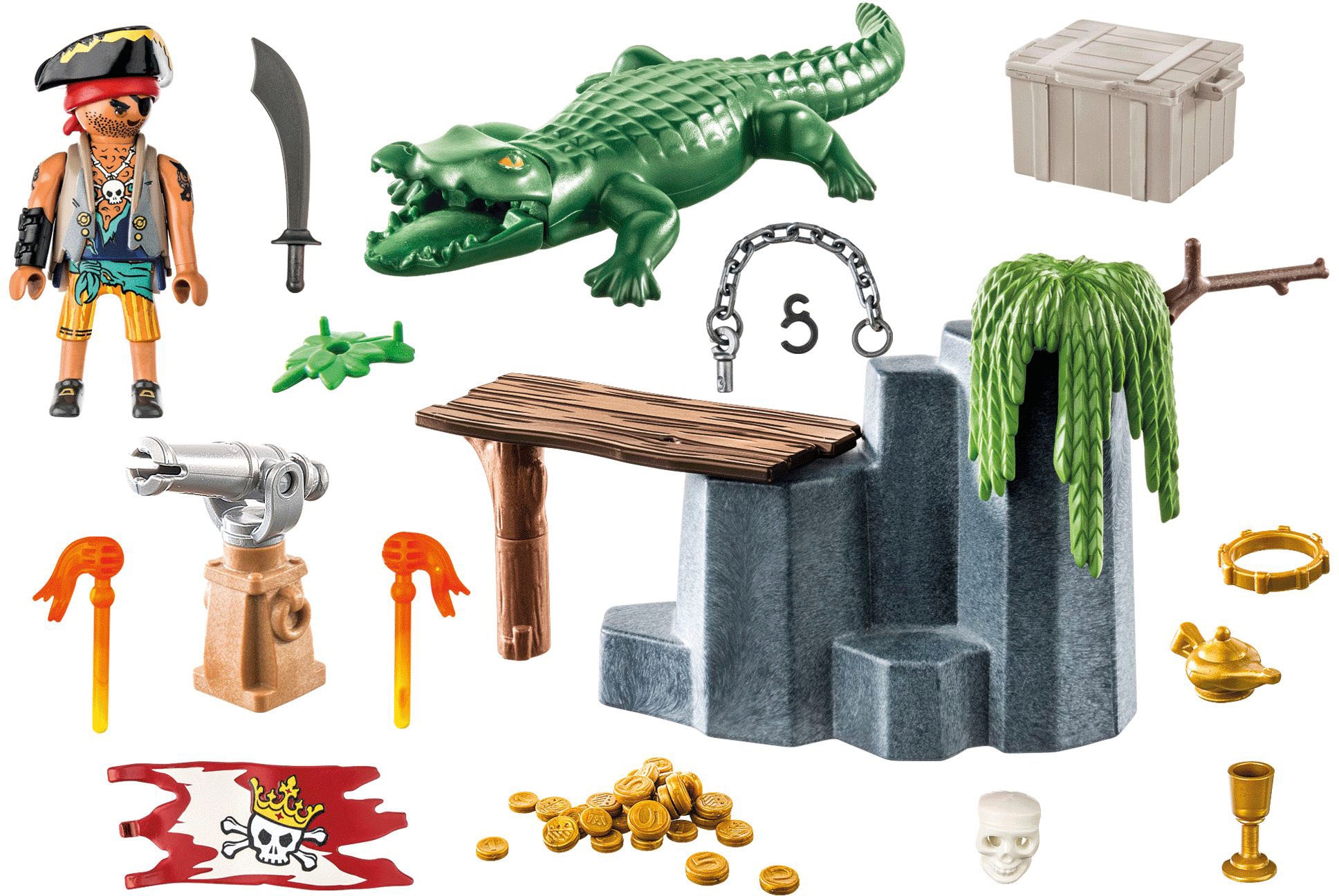 Playmobil® Konstruktions-Spielset »Pirat mit Alligator (71473), Pirates«, (59 St.), teilweise aus recyceltem Material; Made in Europe