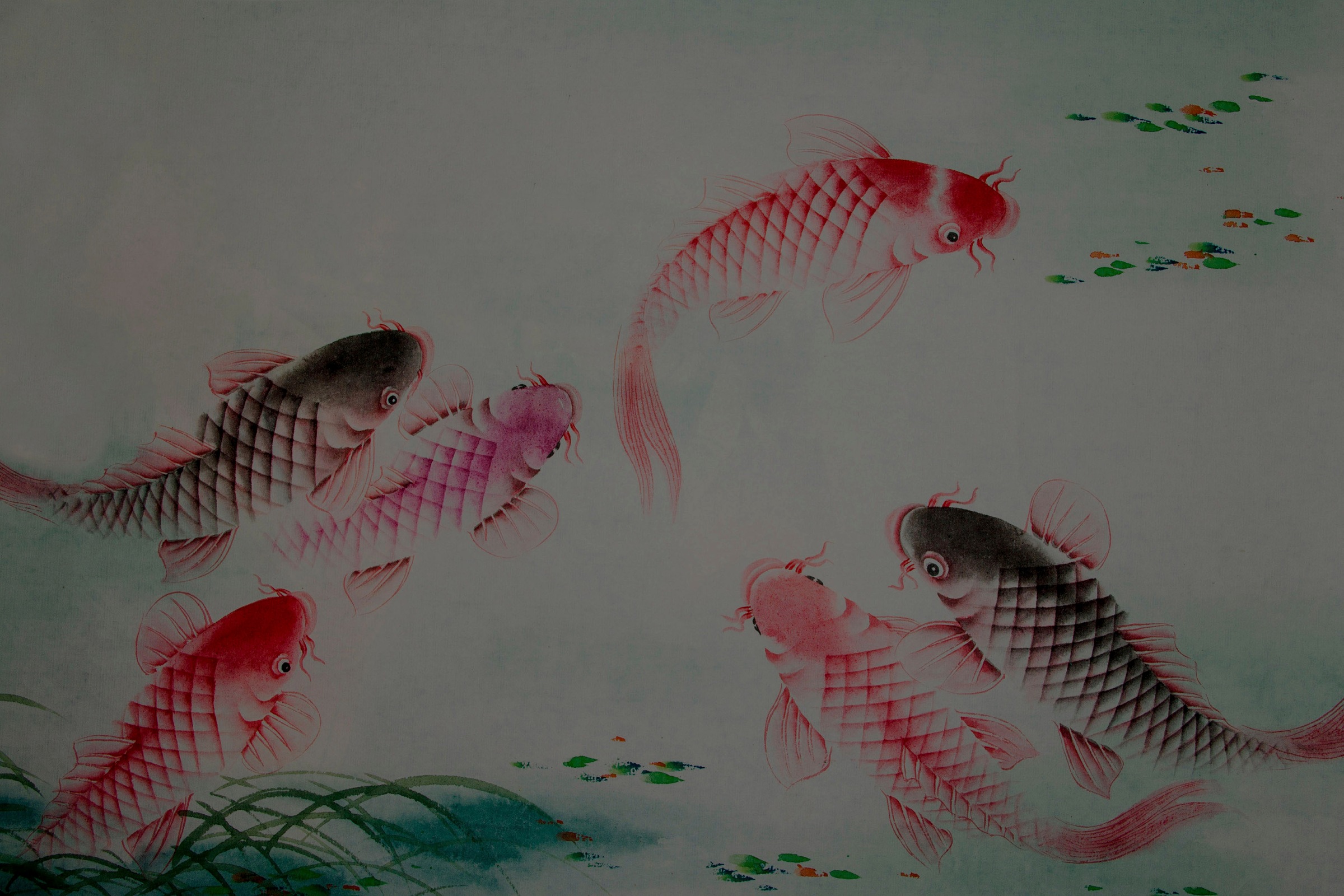 A.S. Création Leinwandbild »dancing kois«, Kunst-Tiere-Kinder, (1 St.), Keilrahmen Bild Fische Asiatisch Koi Leinwand-Bild Wohnzimmer modern
