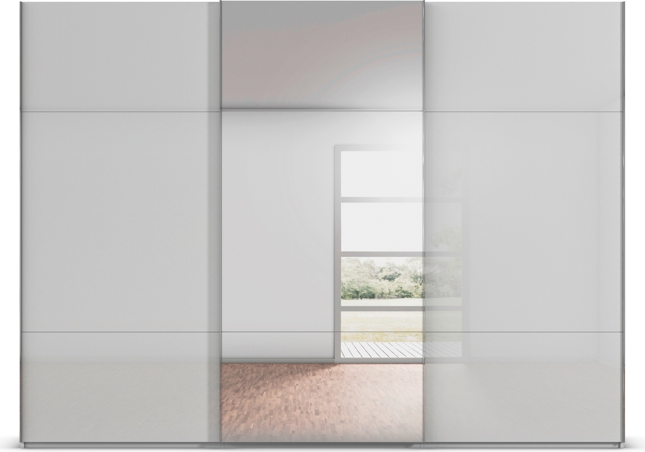 rauch Schwebetürenschrank »Kleiderschrank Schrank Garderobe Schlafzimmerschrank CONTIDO«, (in 3 verschiedenen Ausstattungen BASIC/CLASSIC/PREMIUM), aus hochwertigem Material in 6 Breiten 2 Griff-Farben MADE IN GERMANY