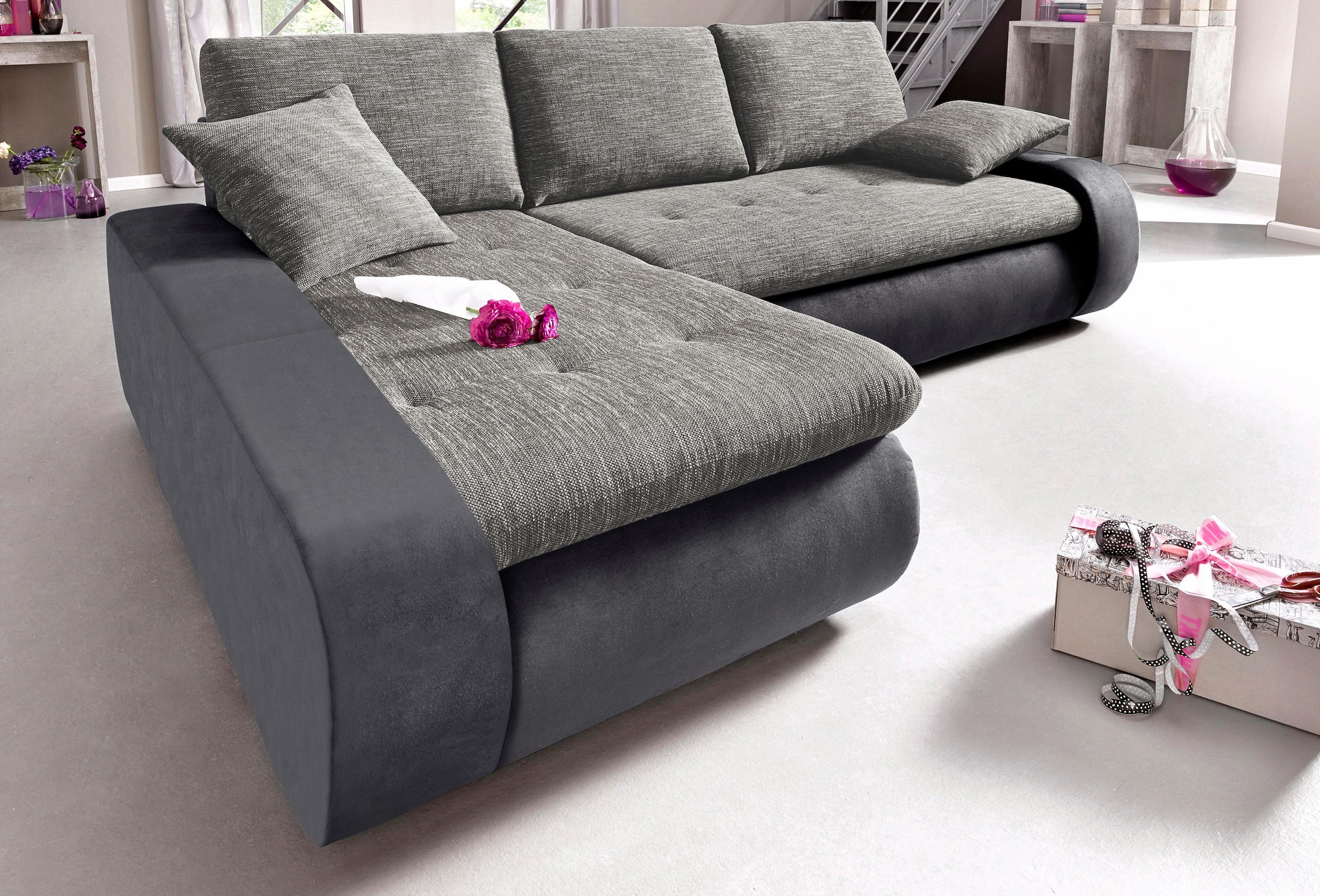 TRENDMANUFAKTUR Ecksofa »Indie, modern und bequem, Materialmix, OTTOs Choice, L-Form«, wahlweise XL oder XXL