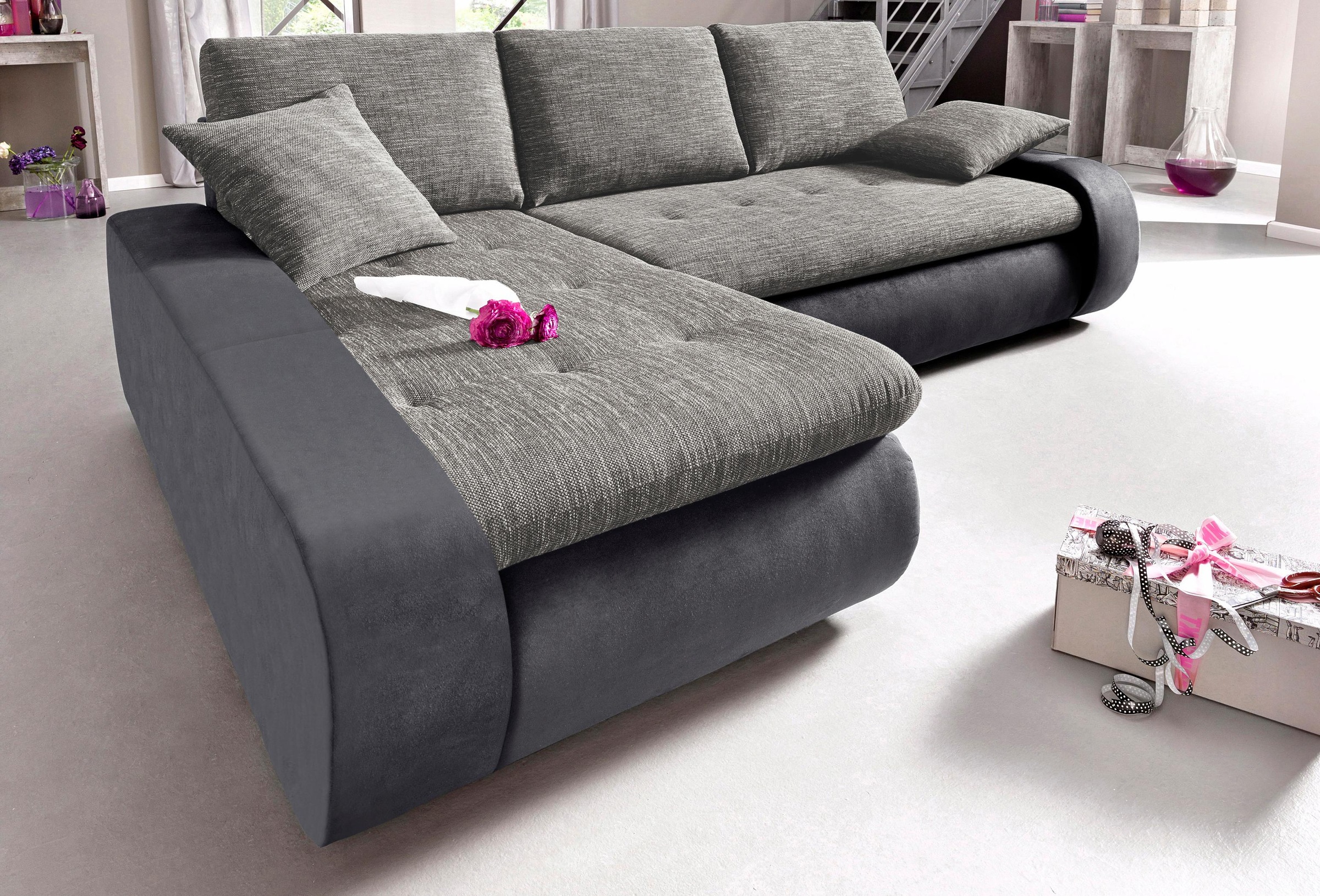TRENDMANUFAKTUR Ecksofa "Indie, modern und bequem, Materialmix, L-Form", wa günstig online kaufen