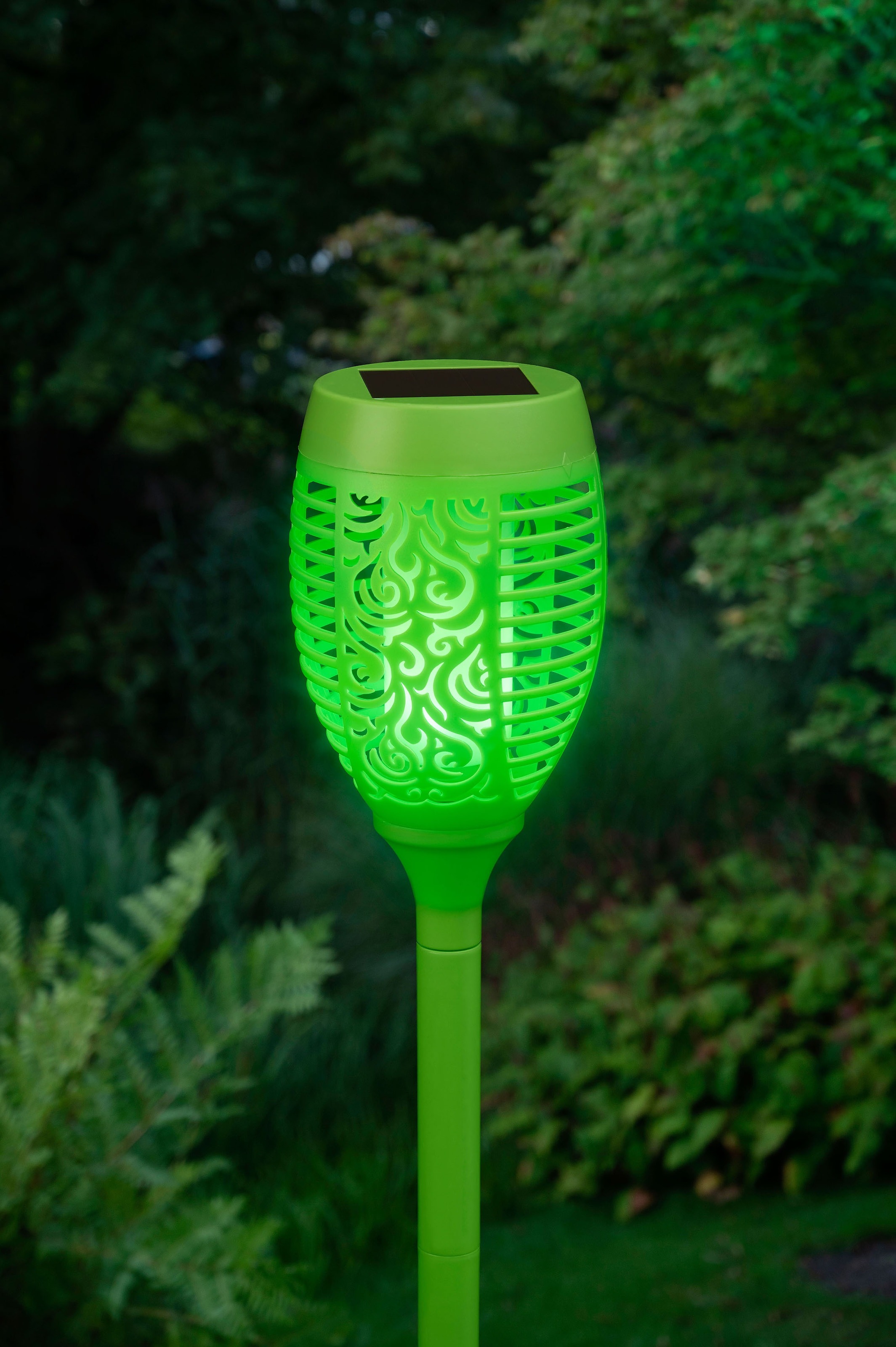 mit realer | 3er Solar Gartenfackel, LED grün Set BAUR Gartenfackel LED kaufen BONETTI Flamme
