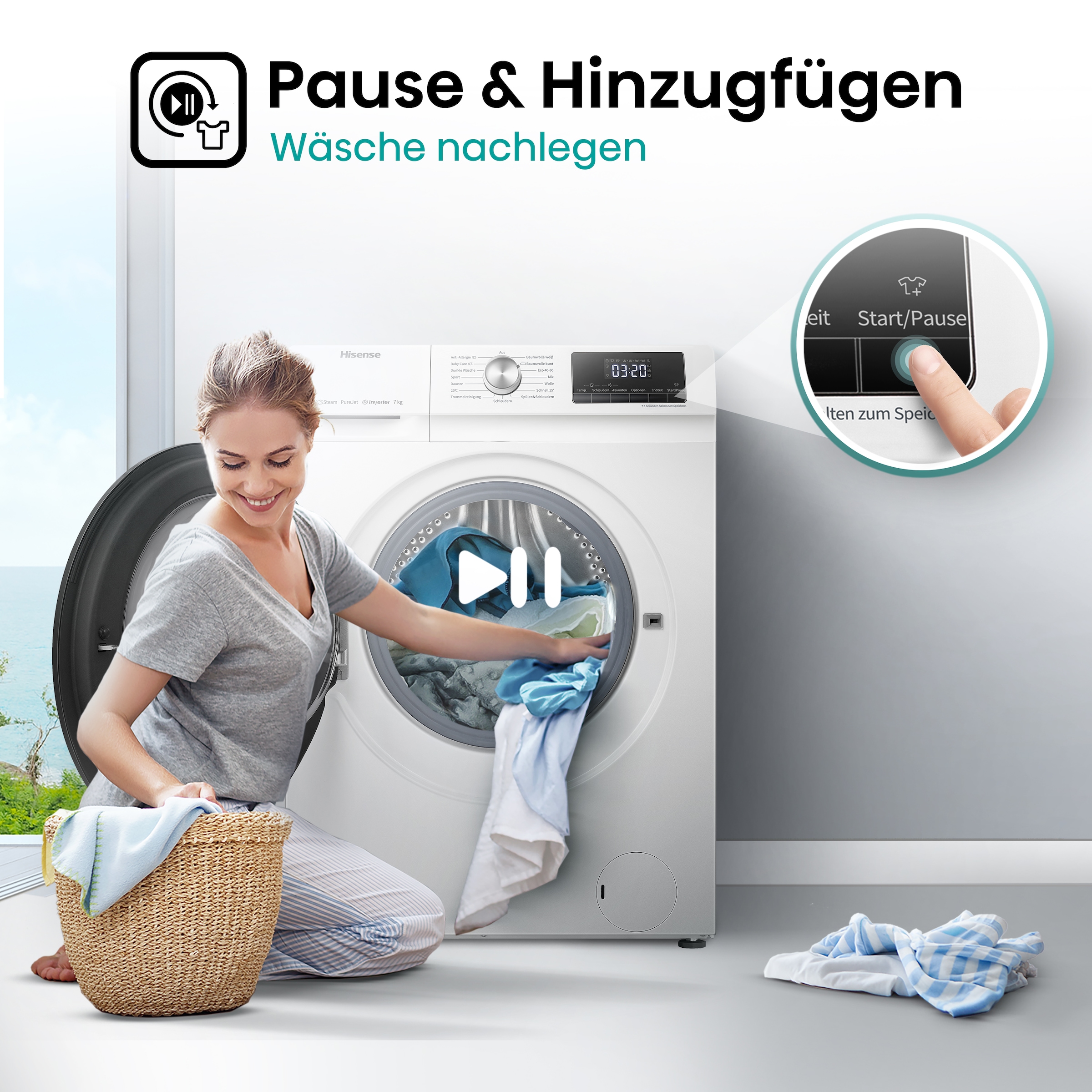 Hisense Waschmaschine WFQA7014EVJM »WFQA7014EVJM«, 7,0 kg, 1400 U/min