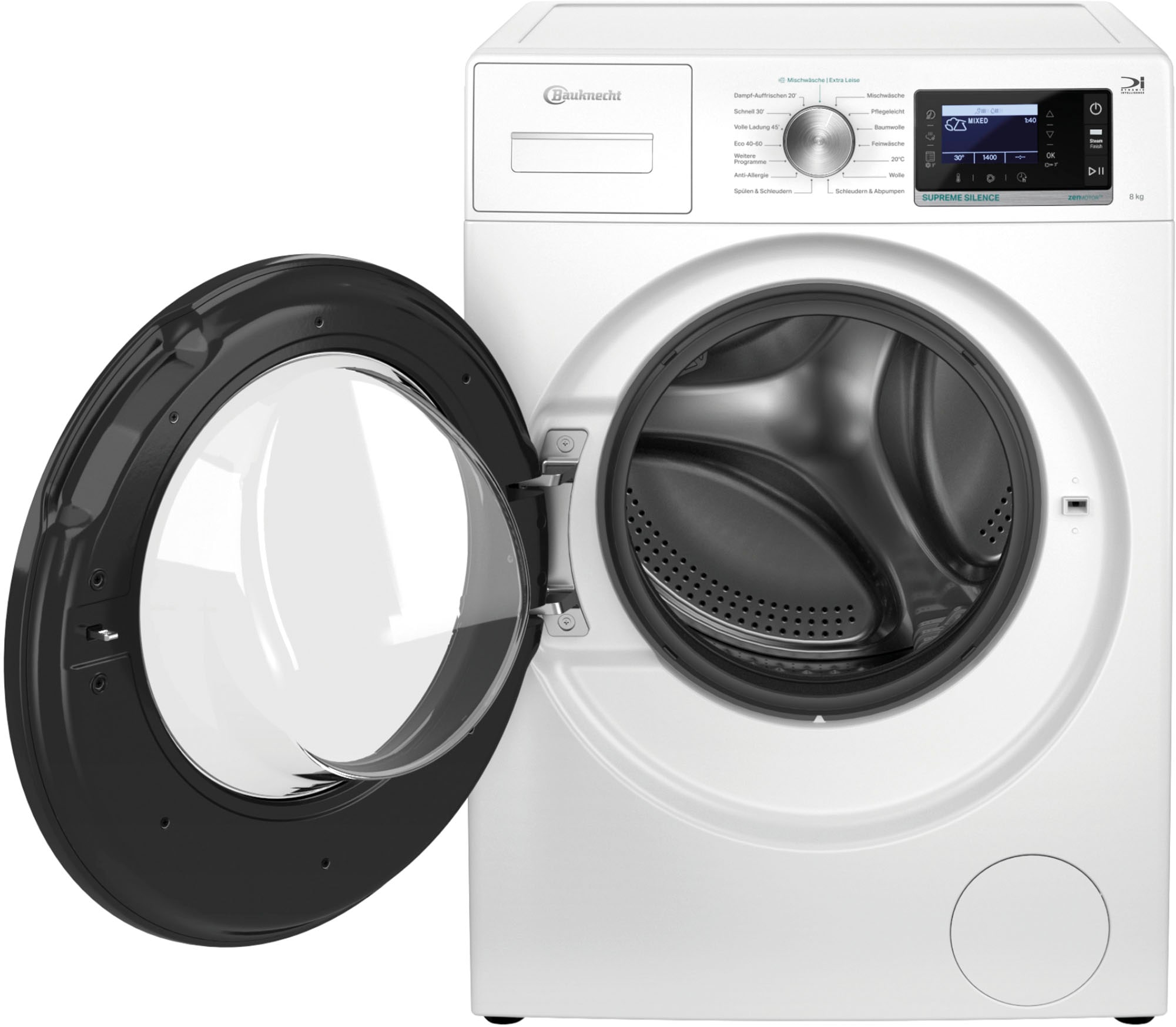 BAUKNECHT Waschmaschine »B6R 88E SILENCE DE«, 8 kg, 1400 U/min, Dampfprogramm, besonders leise, Vollwasserschutz