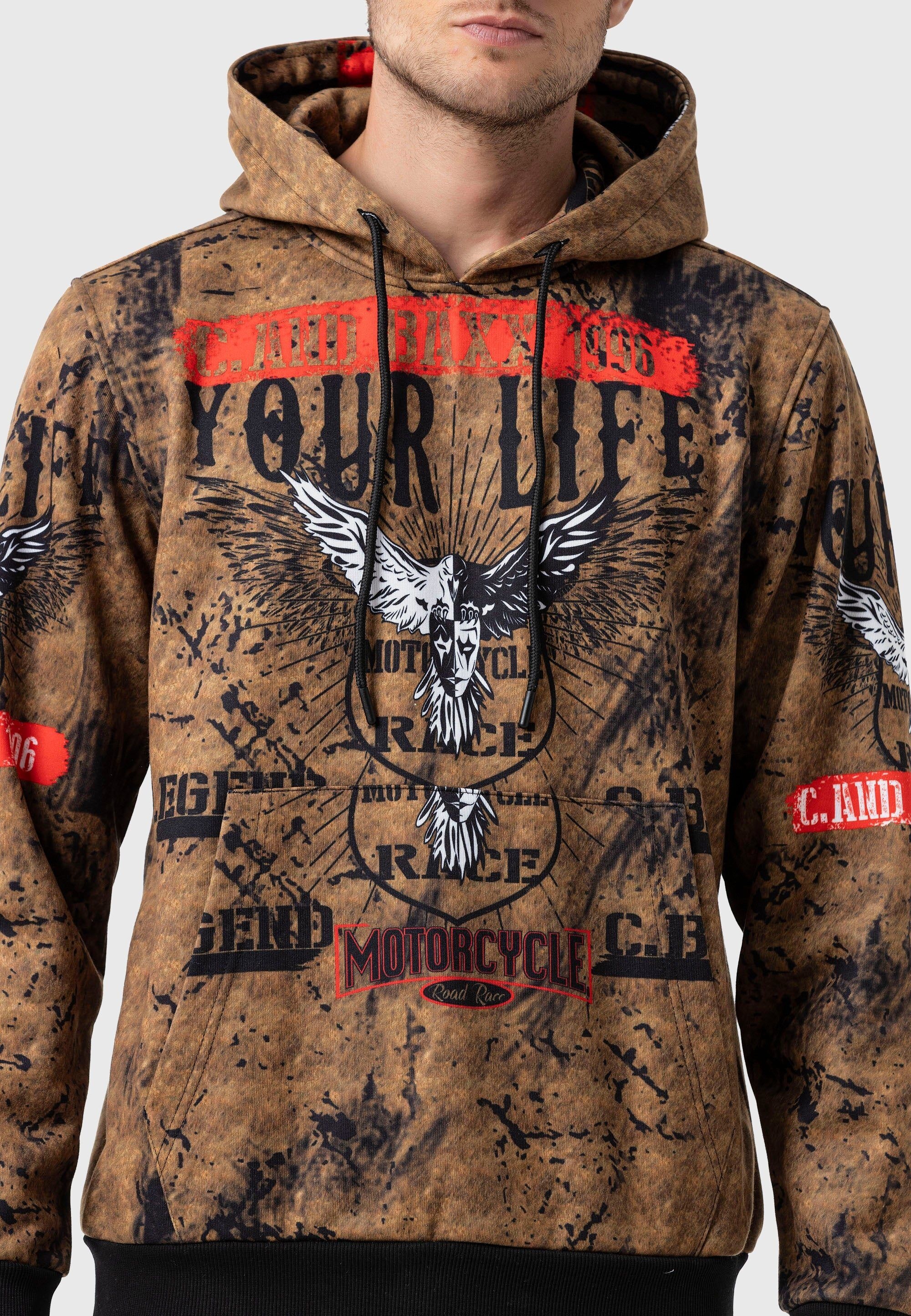Cipo & Baxx Kapuzenpullover »Sweatshirts«, (1 tlg.), mit Allover-Print