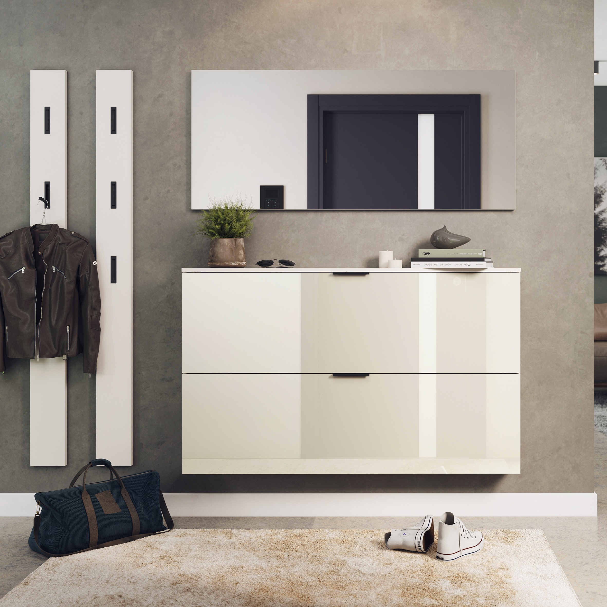 GERMANIA Garderoben-Set "Valega", (4 St.), Schuhschrank mit Glasfronten, Sp günstig online kaufen