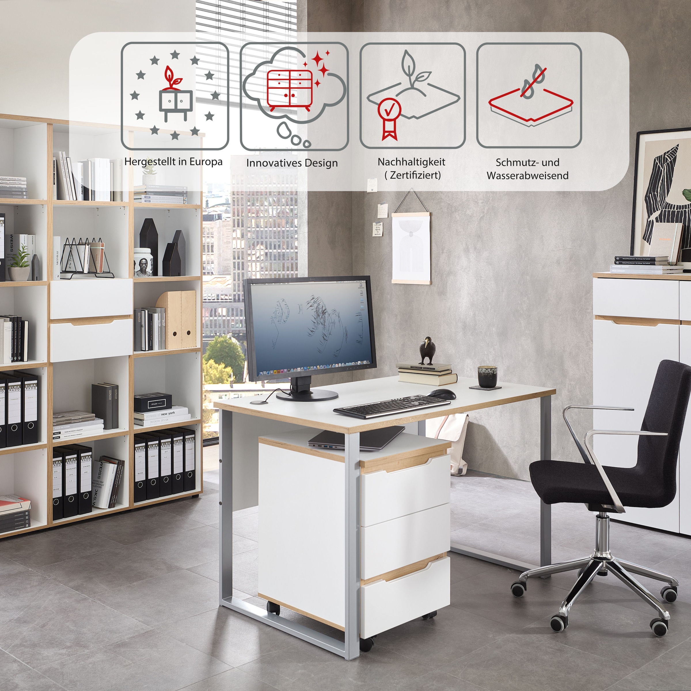 Innostyle Schreibtisch »Memphis Schreibtisch, 170x77x73cm (B/H/T)« 1 Stk. tlg. ABS-Kantenschutz, Soft Touch Oberfläche