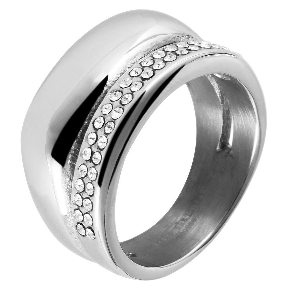 Fingerring ADELIA´S "Damen Ring aus Edelstahl mit Strass Steinchen" Gr. 56, silber, Fingerringe, Damen, 56, Edelstahl, Fingerring 10