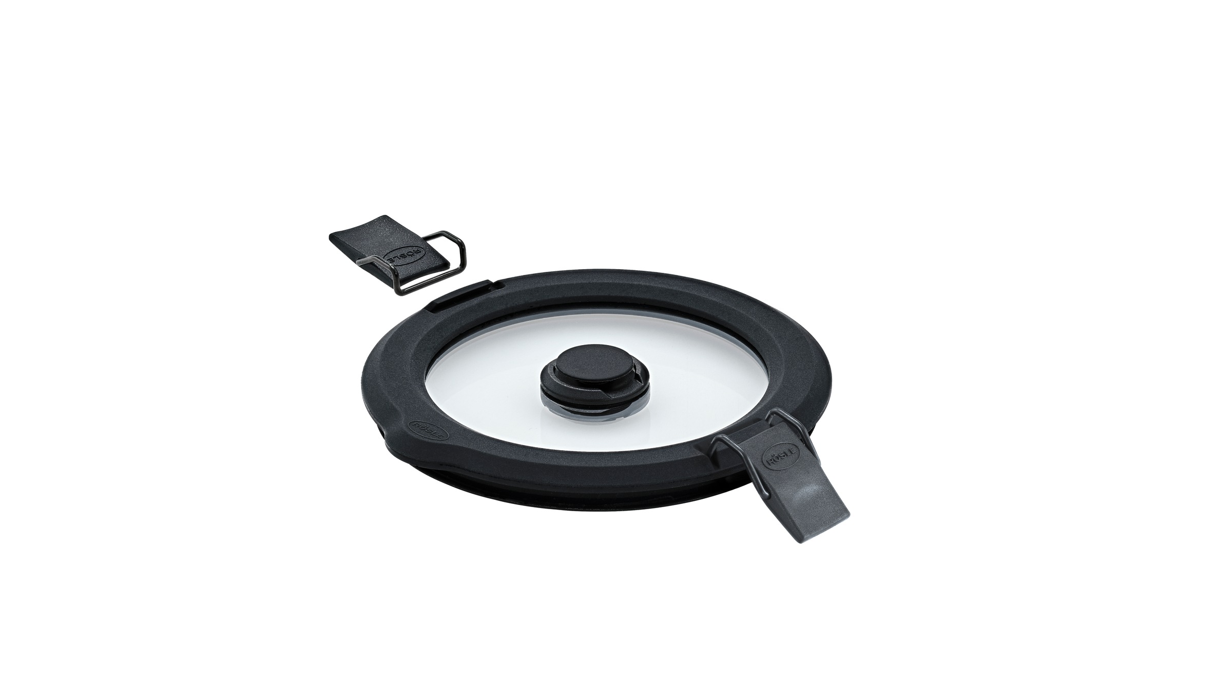 RÖSLE Deckel "Vakuumdeckel FLEXX 2GO 0,4 L rund mit Clips", B/H/L: 13,5cm x 1,6cm x 13,5cmsilberfarben, schwarz, Deckel, Deckel für 0,4 L Dose FLEXX