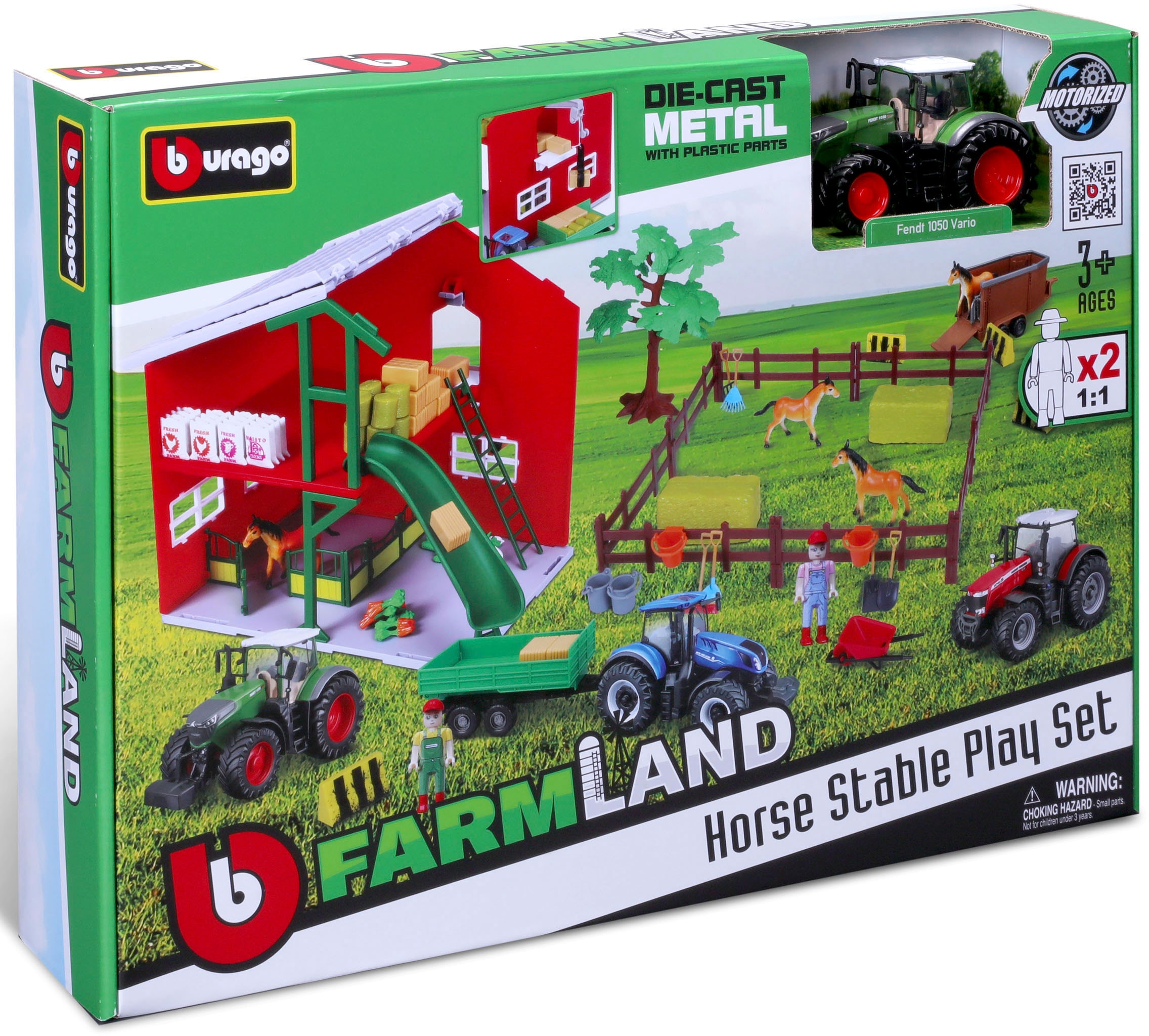 Bburago Spielwelt »Farmland, Pferdestall«, inkl. FENDT Traktor