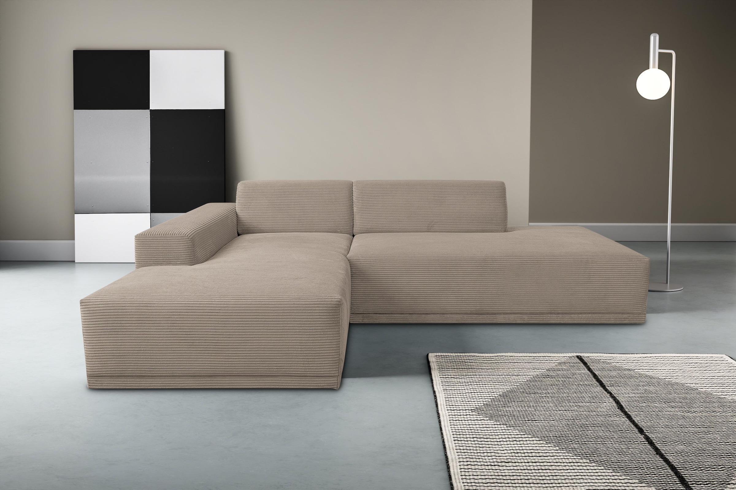 WERK2 Ecksofa "Apollo, hoher Sitzkomfort, aktuelles Design, Breite 264cm, L günstig online kaufen
