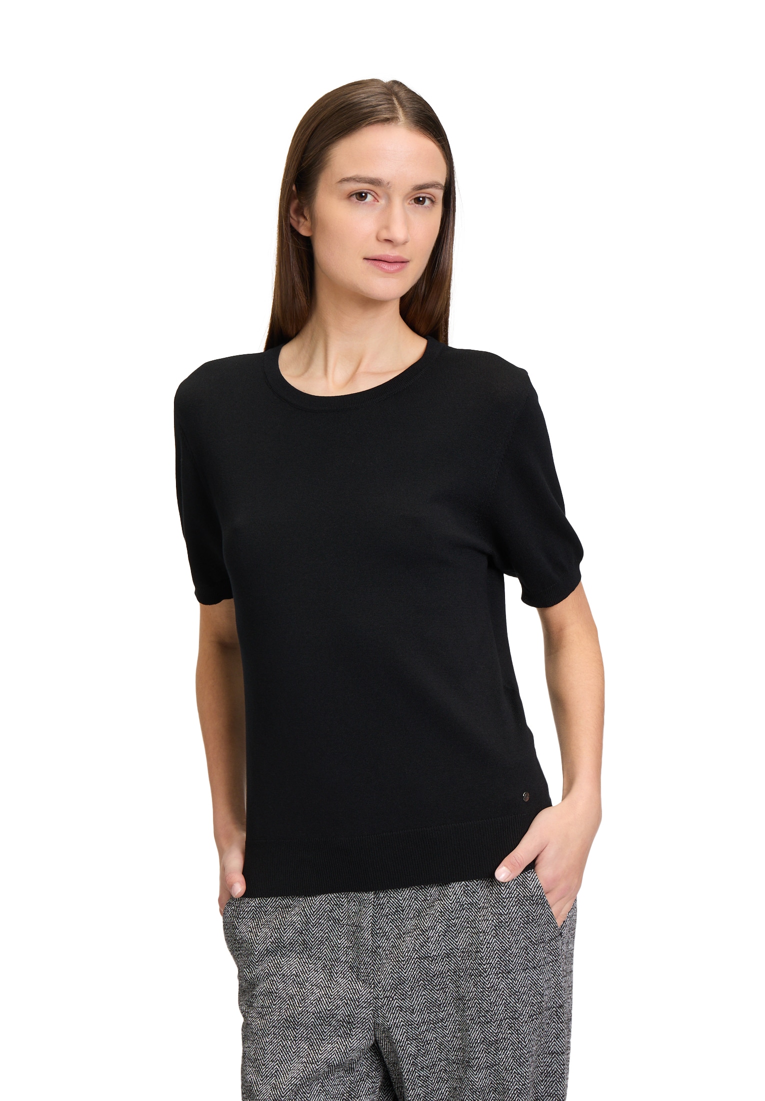 Betty&Co Kurzarmshirt "Betty & Co Feinstrickpullover mit Rundhalsausschnitt günstig online kaufen