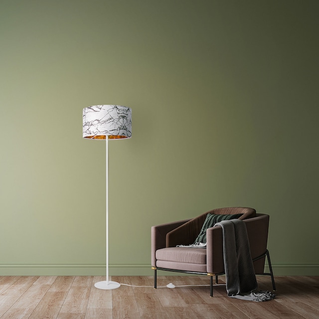 Paco Home Stehlampe »Kraft 525«, 1 flammig-flammig, Wohnzimmer Schlafzimmer  E27 Marmor Stein Design Grau Weiß | Im Sale