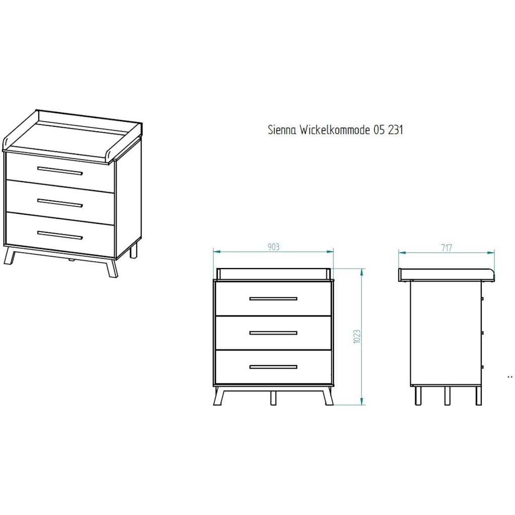 Schardt Wickelkommode »Sienna White«, bis 15 kg, Made in Germany, 90 cm