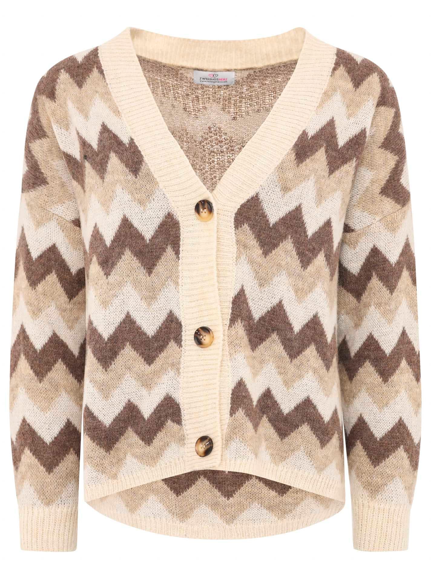 Zwillingsherz Strickjacke »"Buntes ZickZack"«, mit figurumspielendem Schnitt
