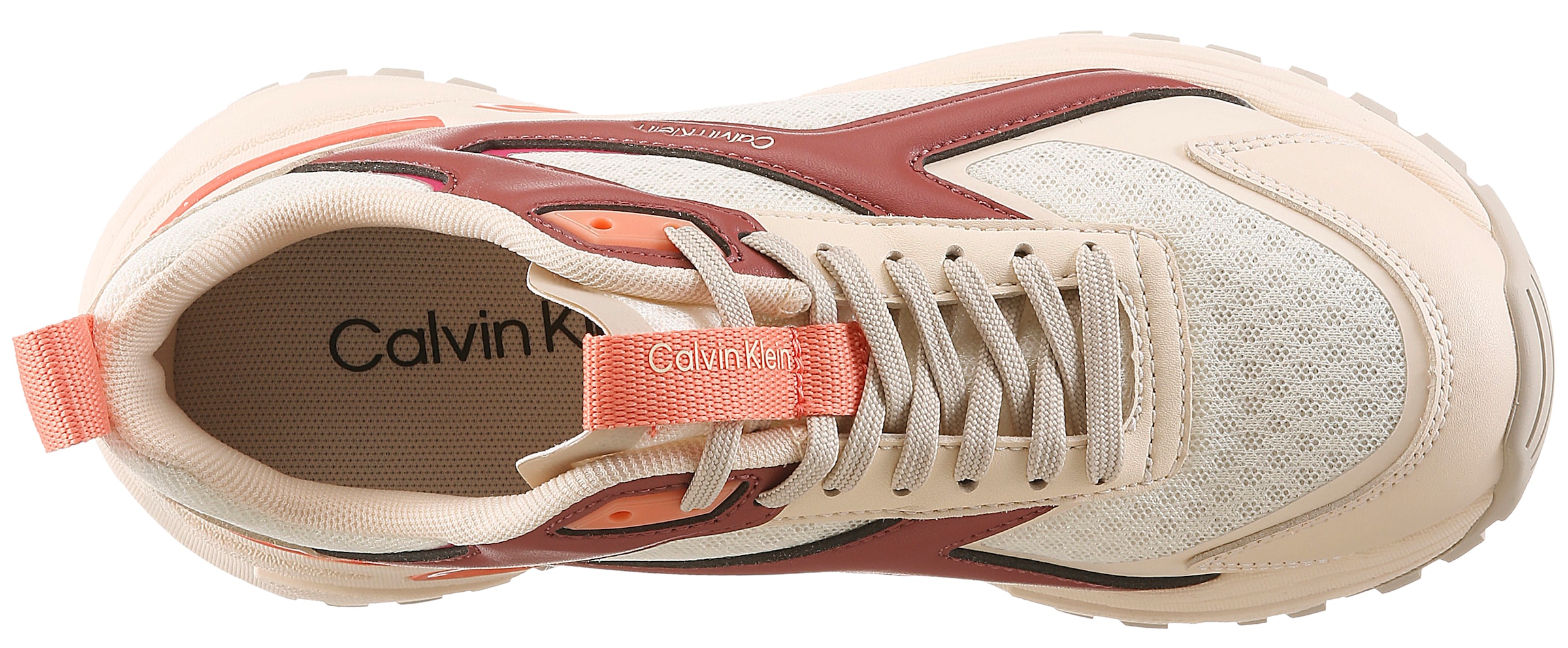 Calvin Klein Hike Run Ckstripe Mesh Platform Sneaker White-Pink 38 6